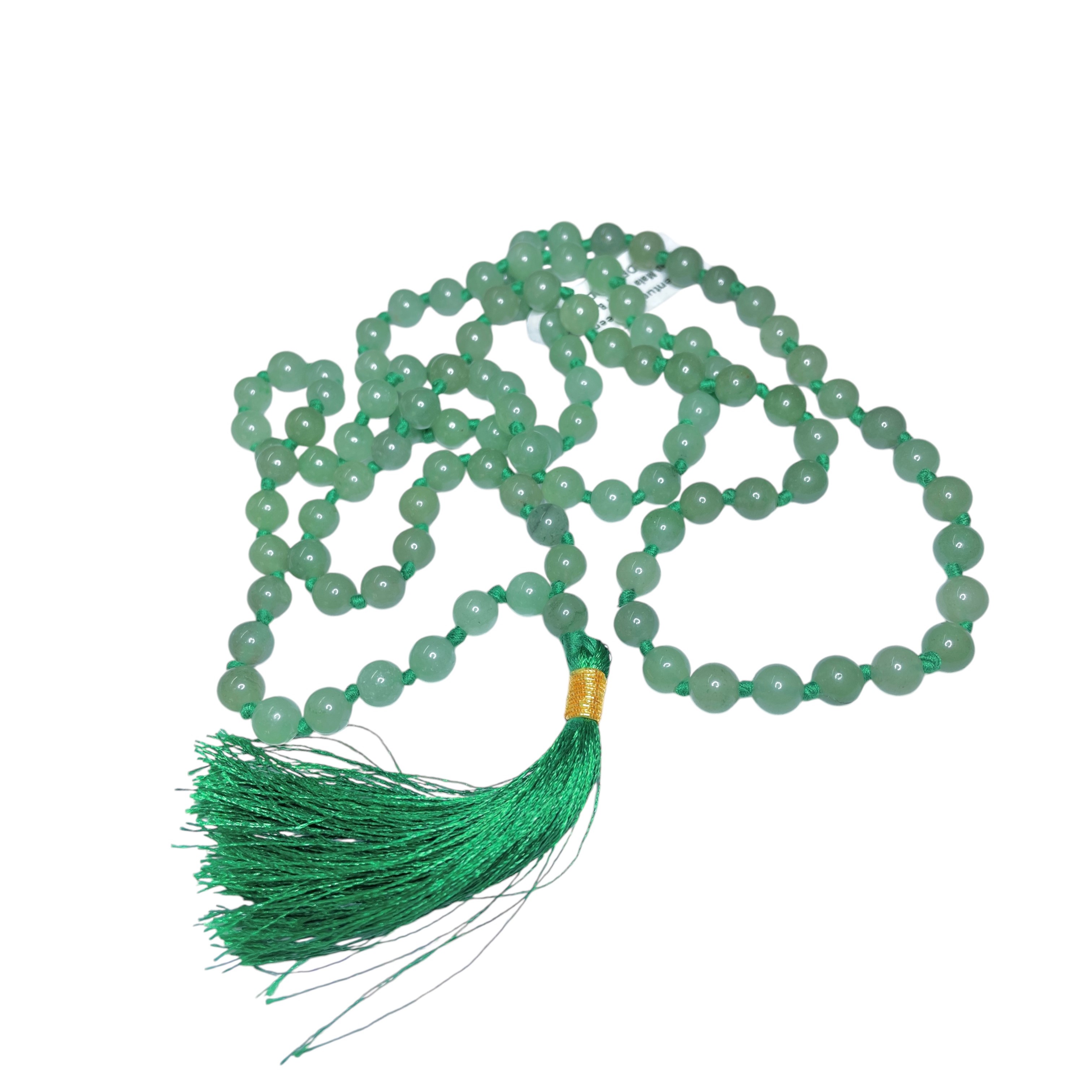Rocksmins Aventurine Green Crystal Jaap Mala - 108+1 Beads 8 mm Beads for Pooja, Astrology for Wearing in Neck/Holding for Men Women Boys Girls