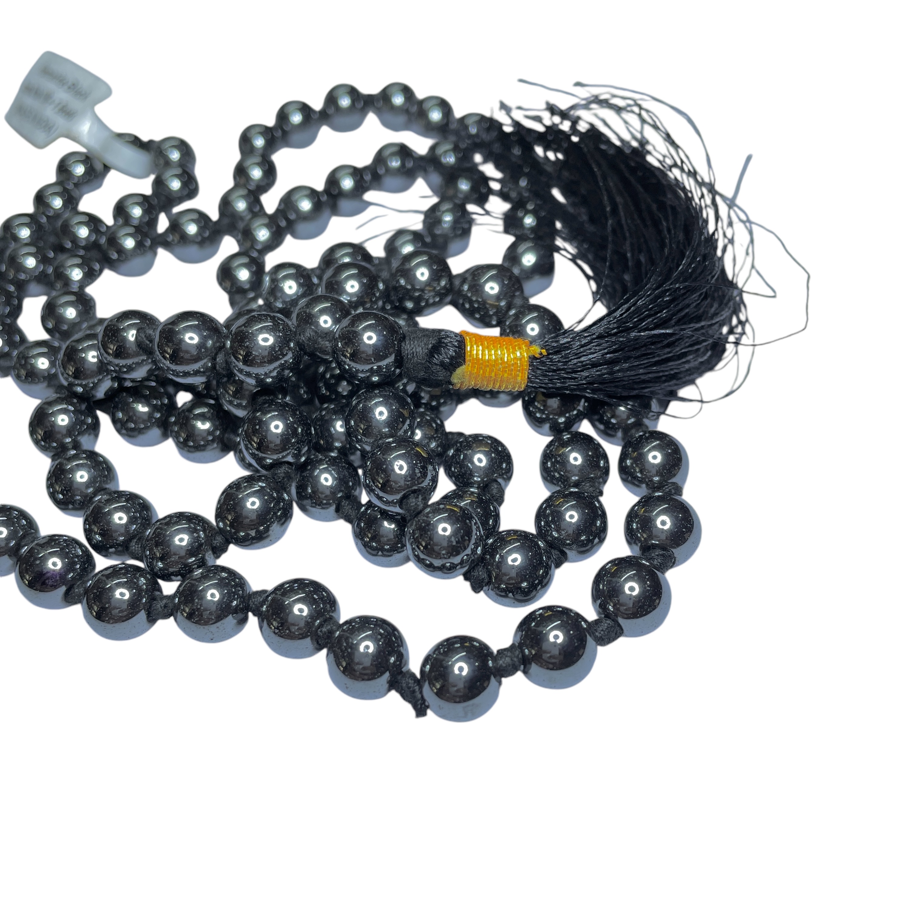 Rocksmins hematite Crystal Jaap Mala - 108+1 Beads 8 mm Beads for Pooja, Astrology for Wearing in Neck/Holding for Men Women Boys Girls