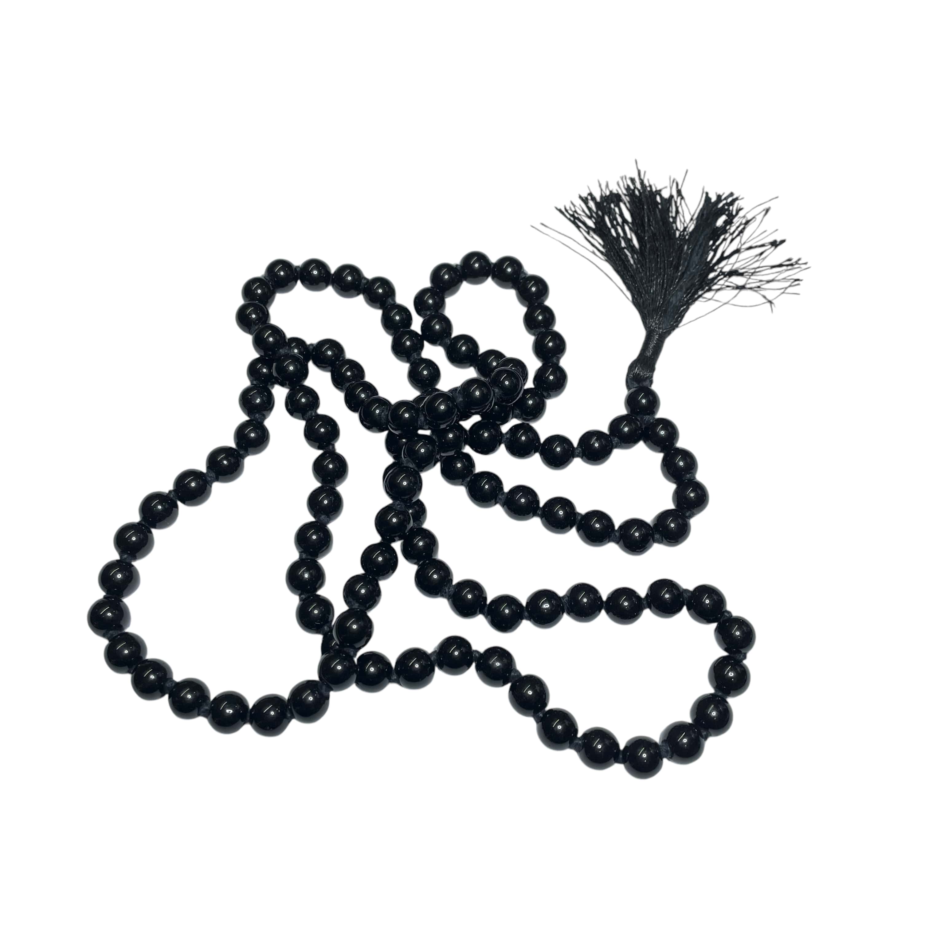 Rocksmins Tourmaline Crystal Jaap Mala - 108+1 Beads 8 mm Beads for Pooja, Astrology for Wearing in Neck/Holding for Men Women Boys Girls
