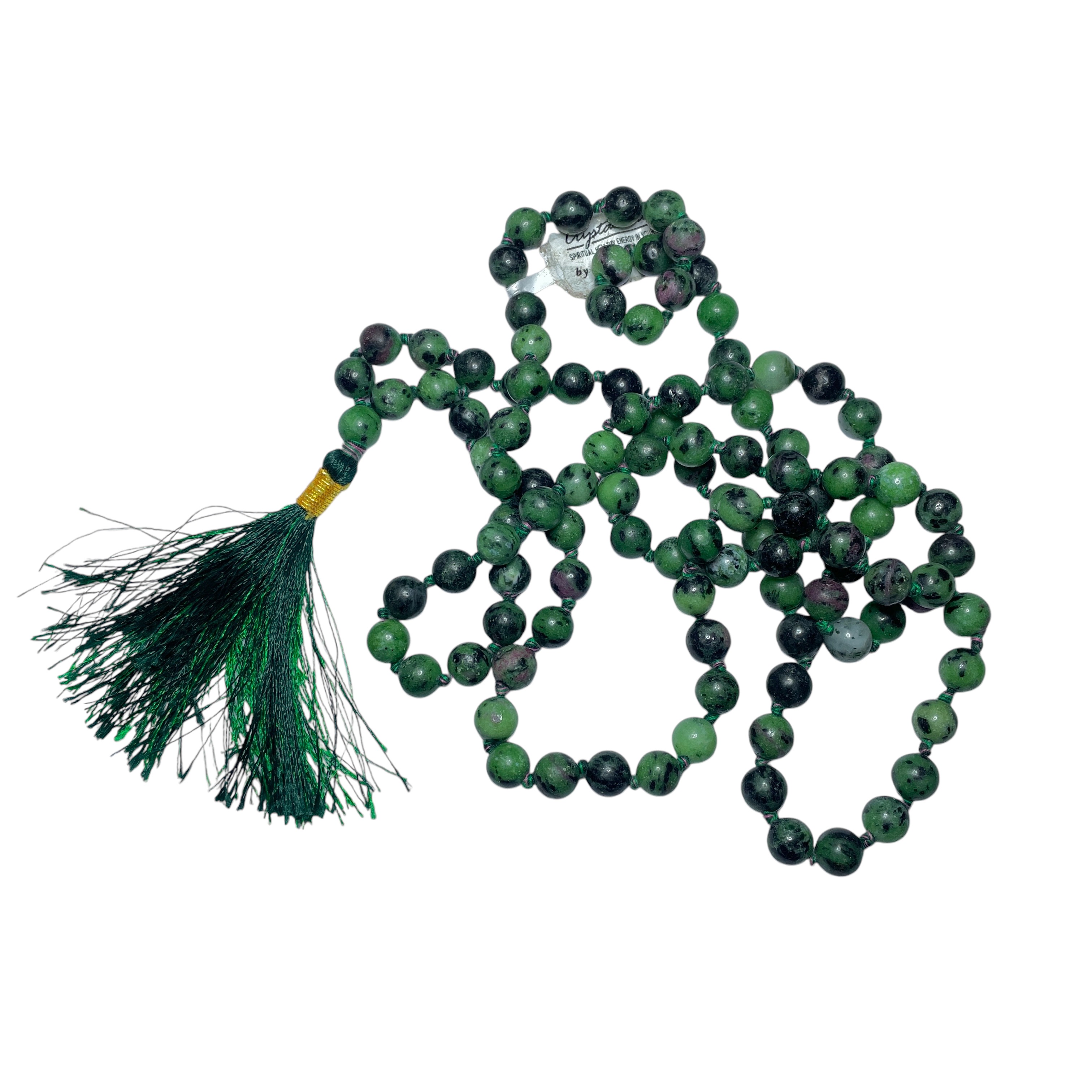 Rocksmins Ruby Zoisite Crystal Jaap Mala - 108+1 Beads 8 mm Beads for Pooja, Astrology for Wearing in Neck/Holding for Men Women Boys Girls