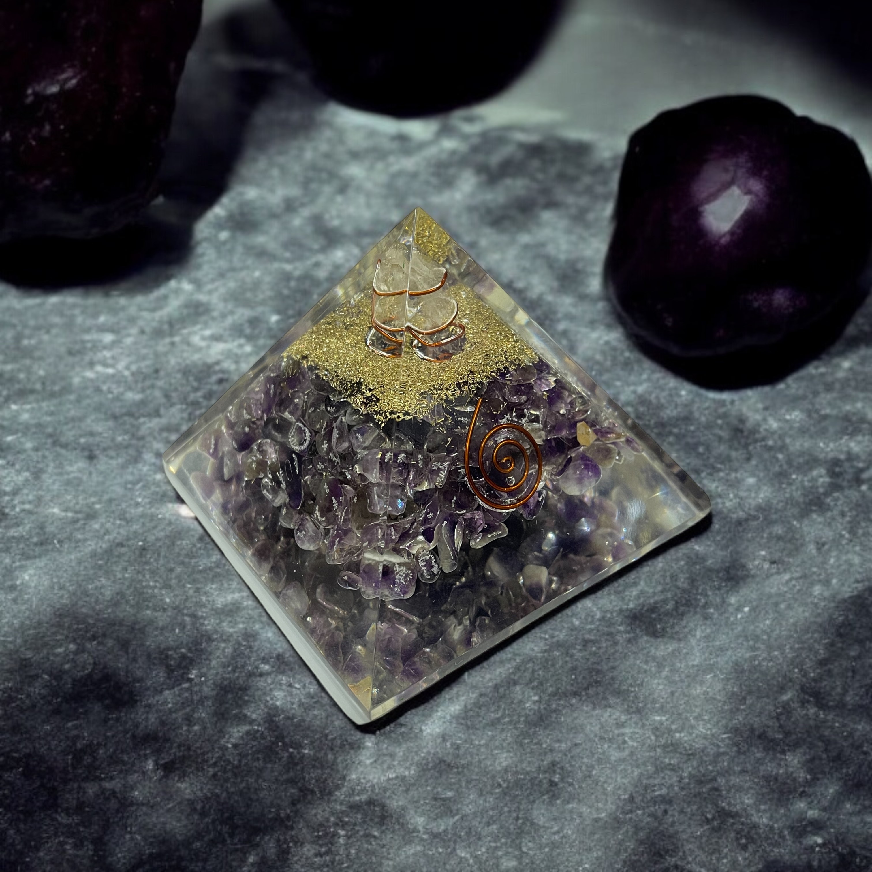Rocksmins Amethyst Orgone Crystal Pyramid for balancing energy, Removing Negative Energy, And Promoting Overall Well-Being