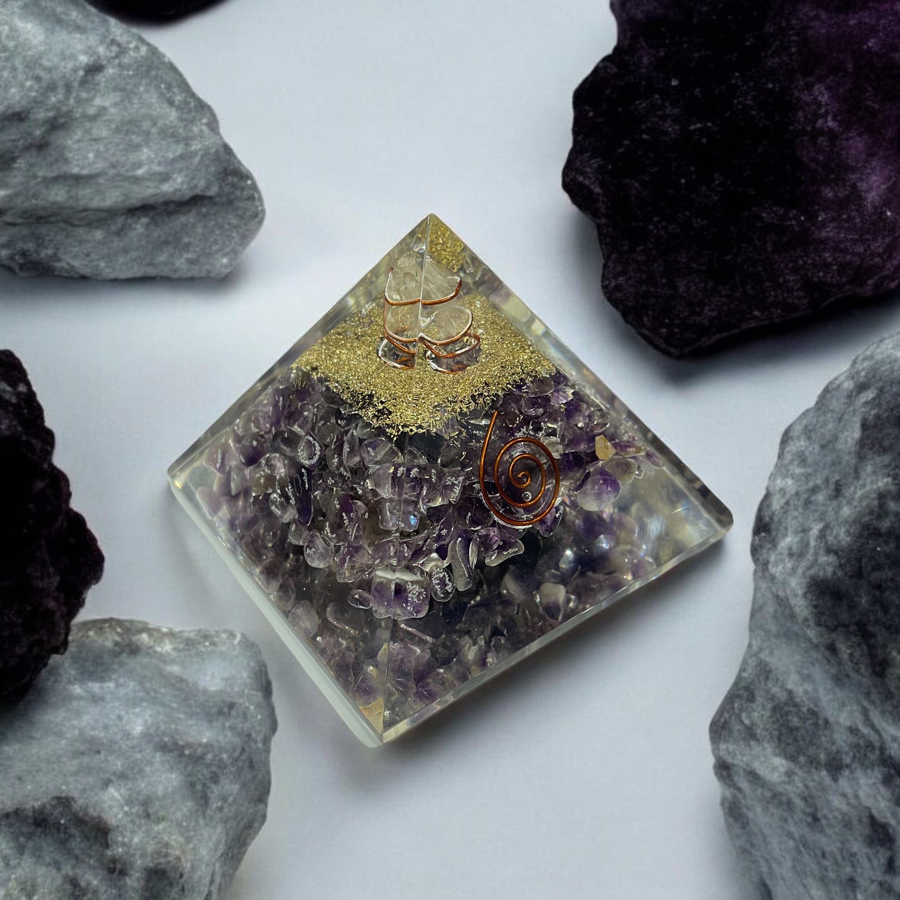 Rocksmins Amethyst Orgone Crystal Pyramid for balancing energy, Removing Negative Energy, And Promoting Overall Well-Being