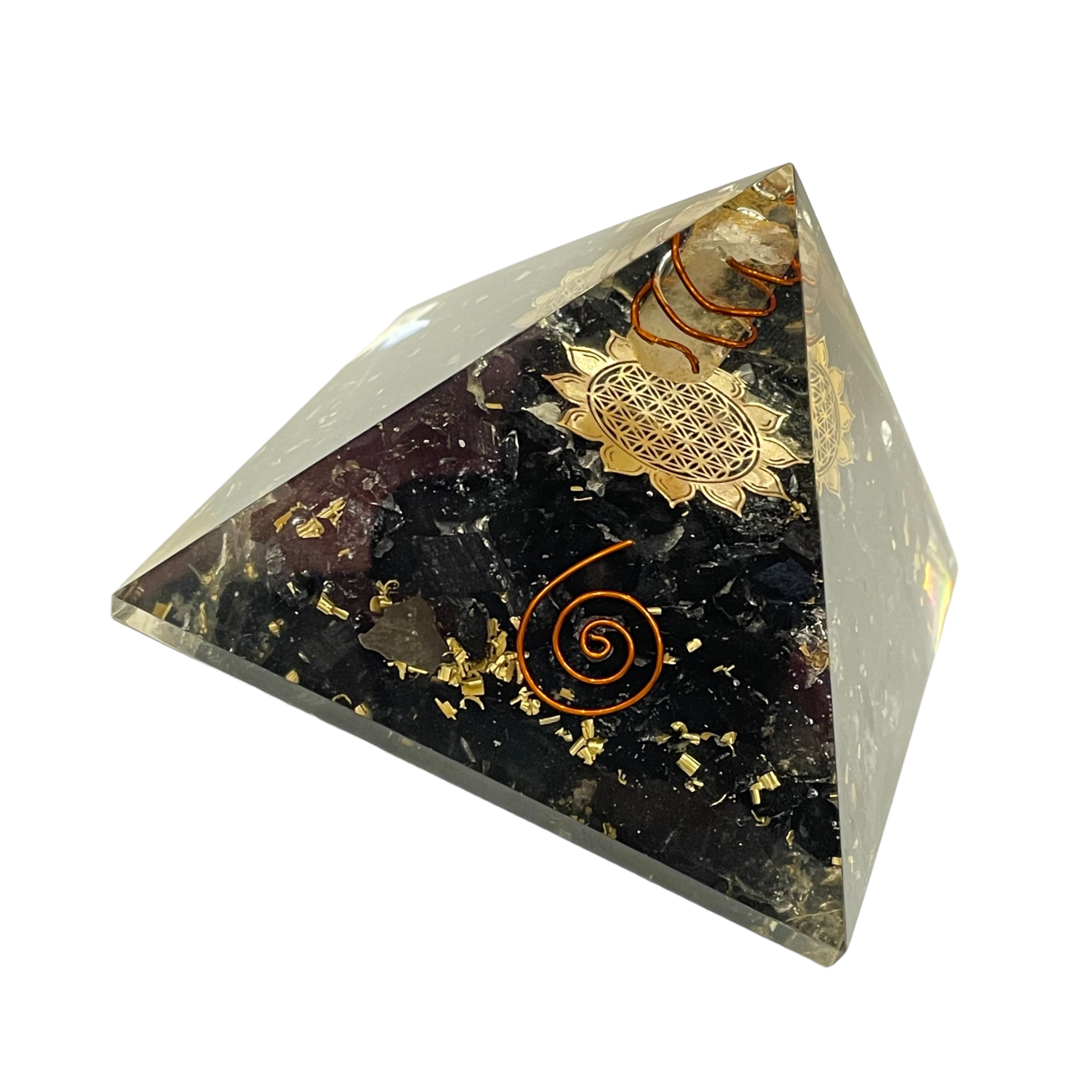 Rocksmins Black Tourmaline Orgone Crystal Pyramid for balancing energy, Removing Negative Energy, And Promoting Overall Well-Being