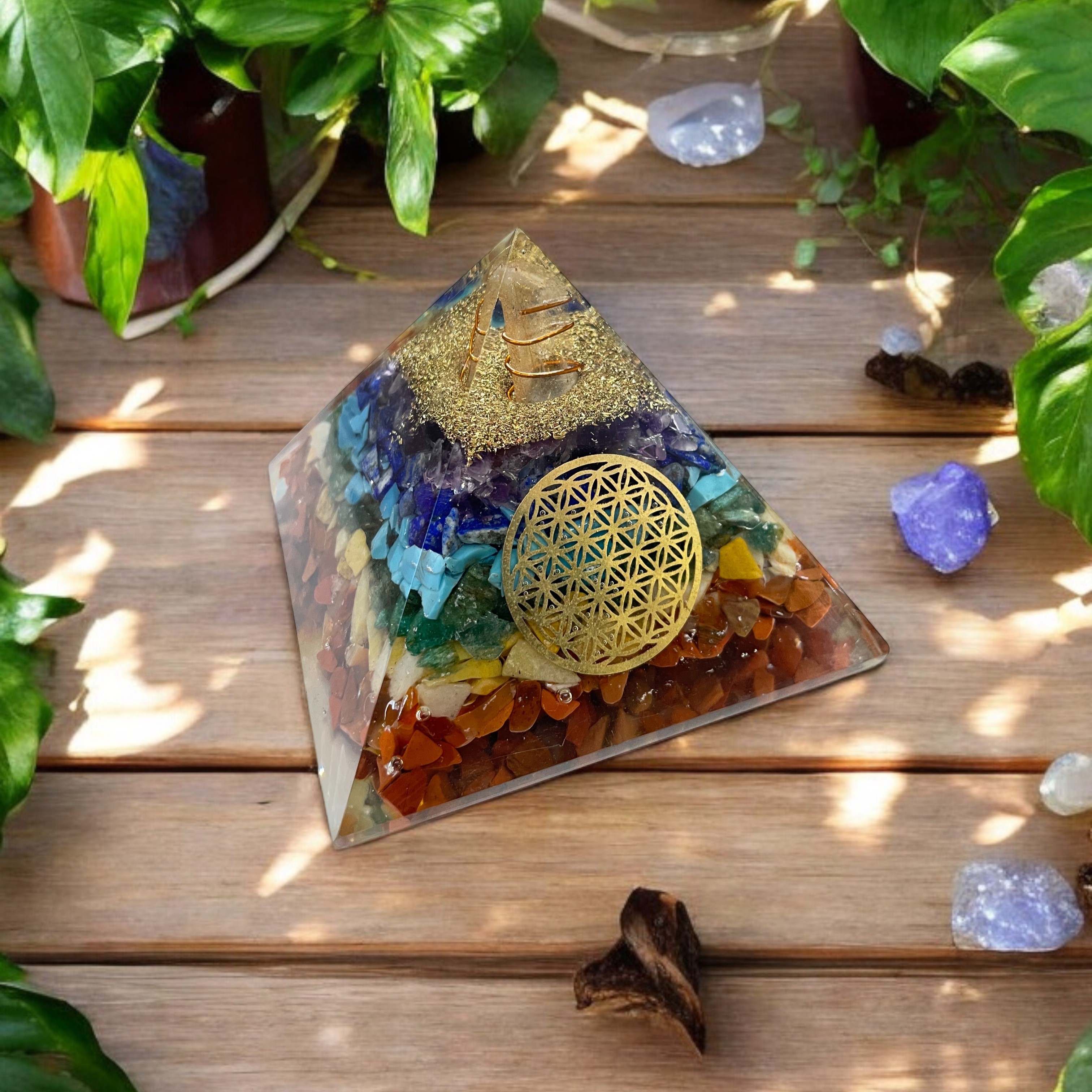 Rocksmins 7 Chakra Orgone Pyramid: Harness the Power to Remove Negative Energy and Restore Balance 