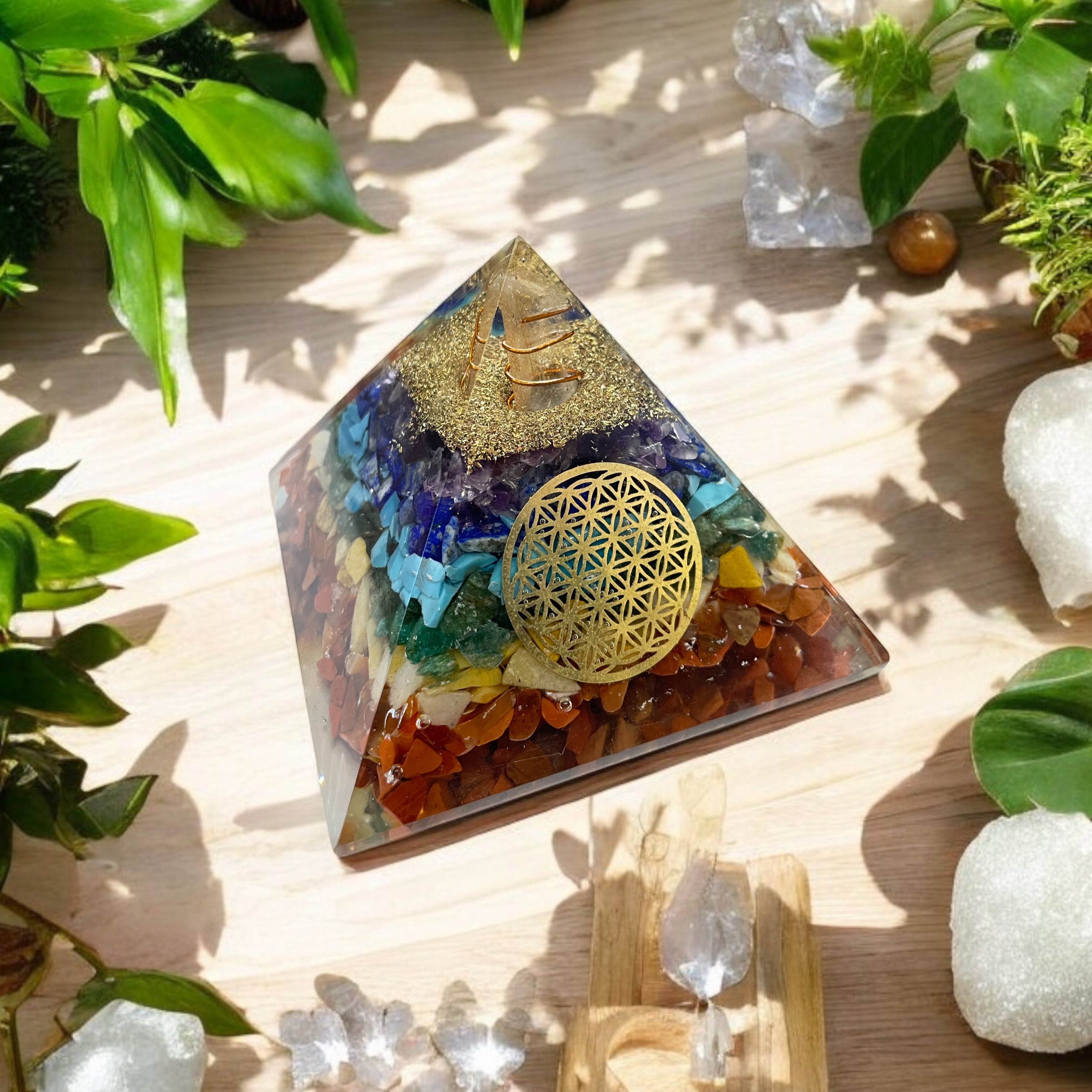 Rocksmins 7 Chakra Orgone Pyramid: Harness the Power to Remove Negative Energy and Restore Balance 