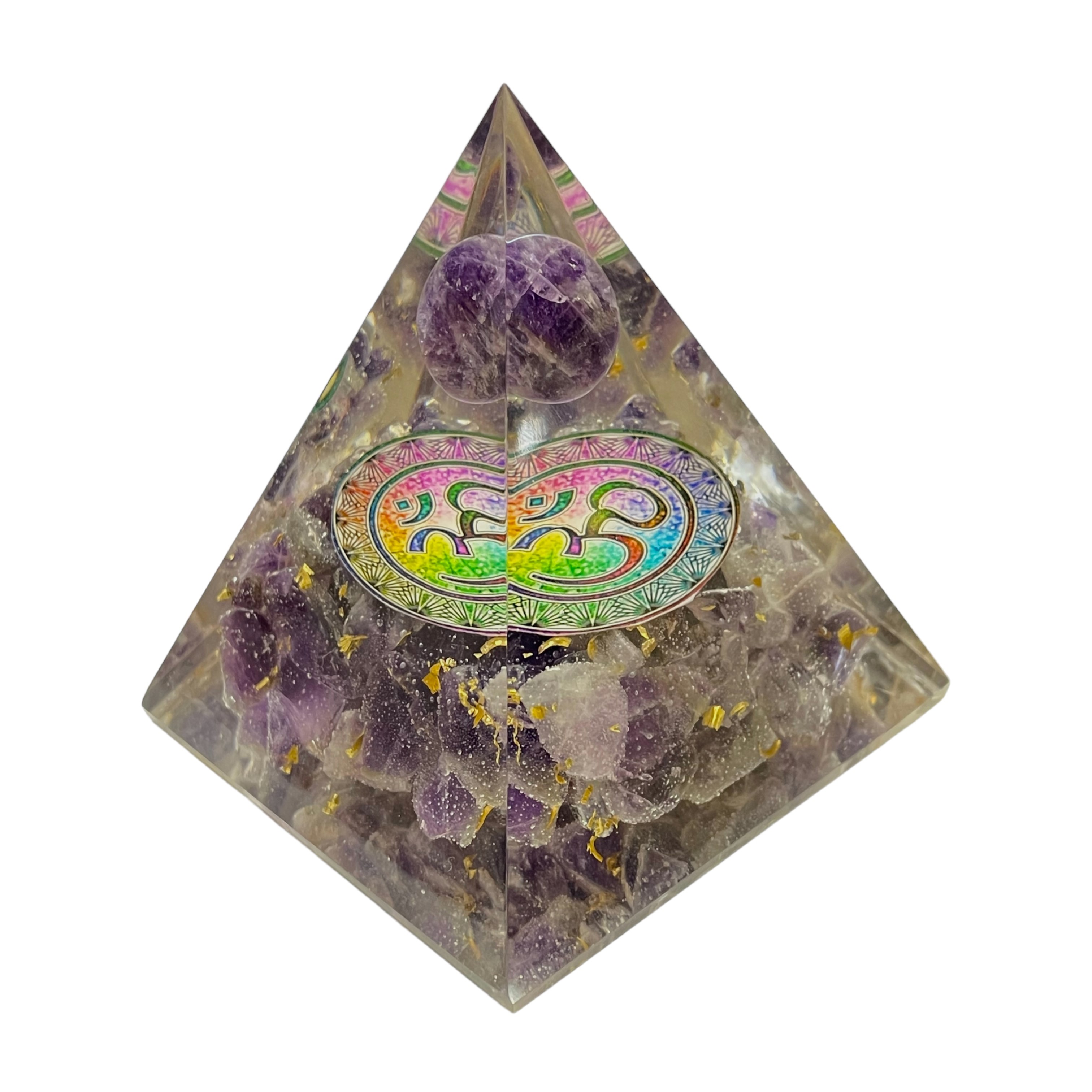 Rocksmins Amethyst Chips + Amethyst Ball Orgone Crystal Pyramid for balancing energy, Removing Negative Energy, And Promoting Overall Well-Being