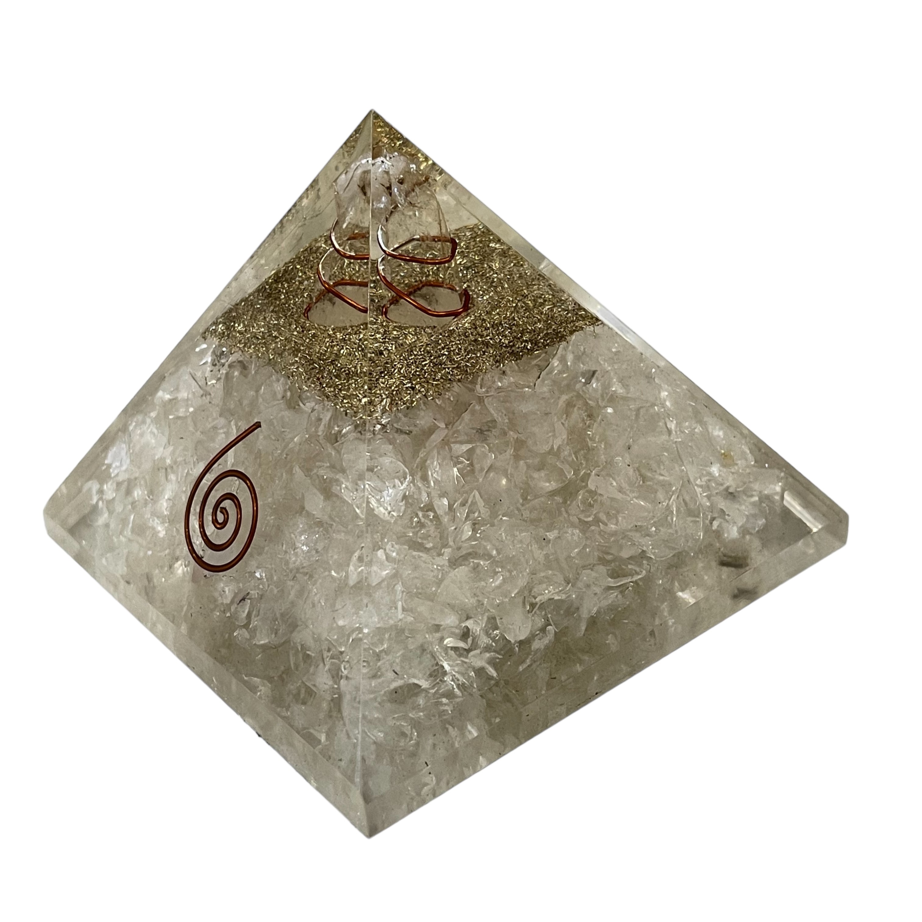Rocksmins Quartz Clear Orgone Crystal Pyramid for balancing energy, Removing Negative Energy, And Promoting Overall Well-Being