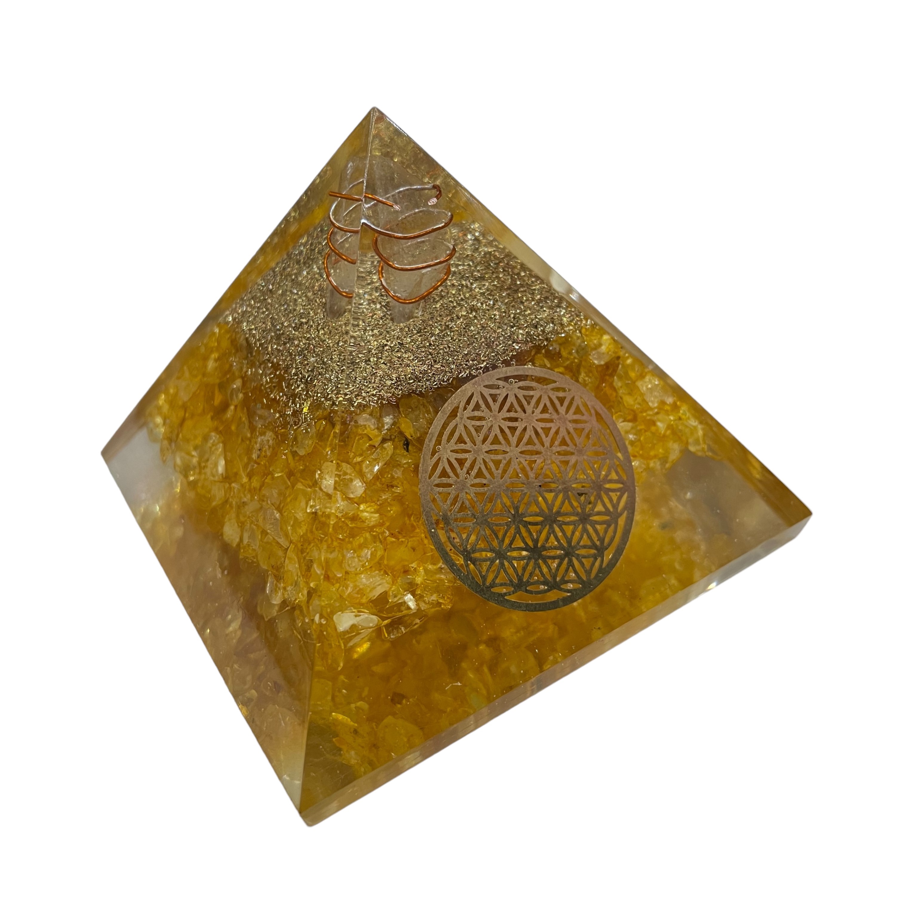 Rocksmins Citrine Orgone Crystal Pyramid for balancing energy, Removing Negative Energy, And Promoting Overall Well-Being