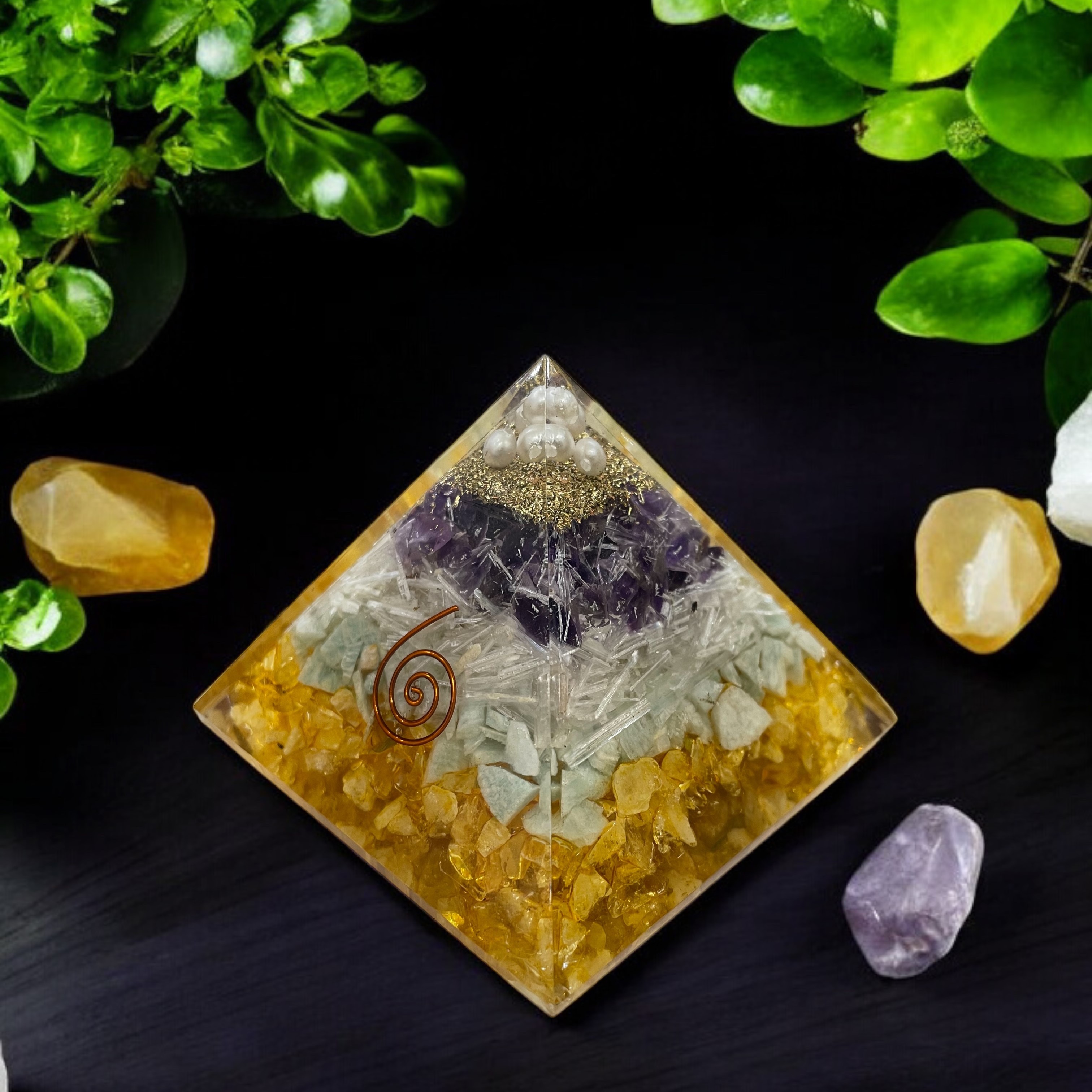 Rocksmins Money Magnet 2 Orgone Crystal Pyramid for balancing energy, Removing Negative Energy, And Promoting Overall Well-Being