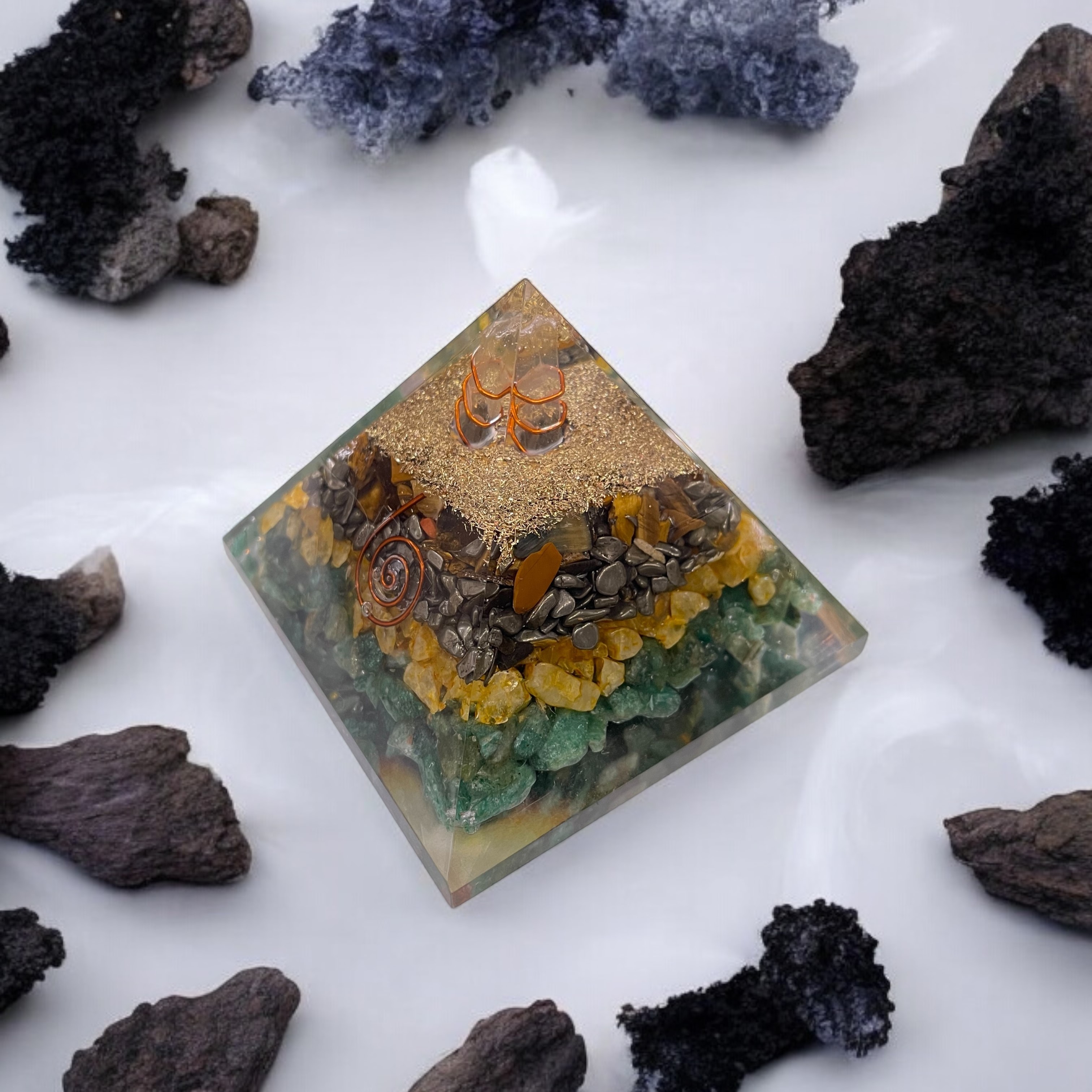 Rocksmins Money Magnet Orgone Crystal Pyramid for balancing energy, Removing Negative Energy, And Promoting Overall Well-Being