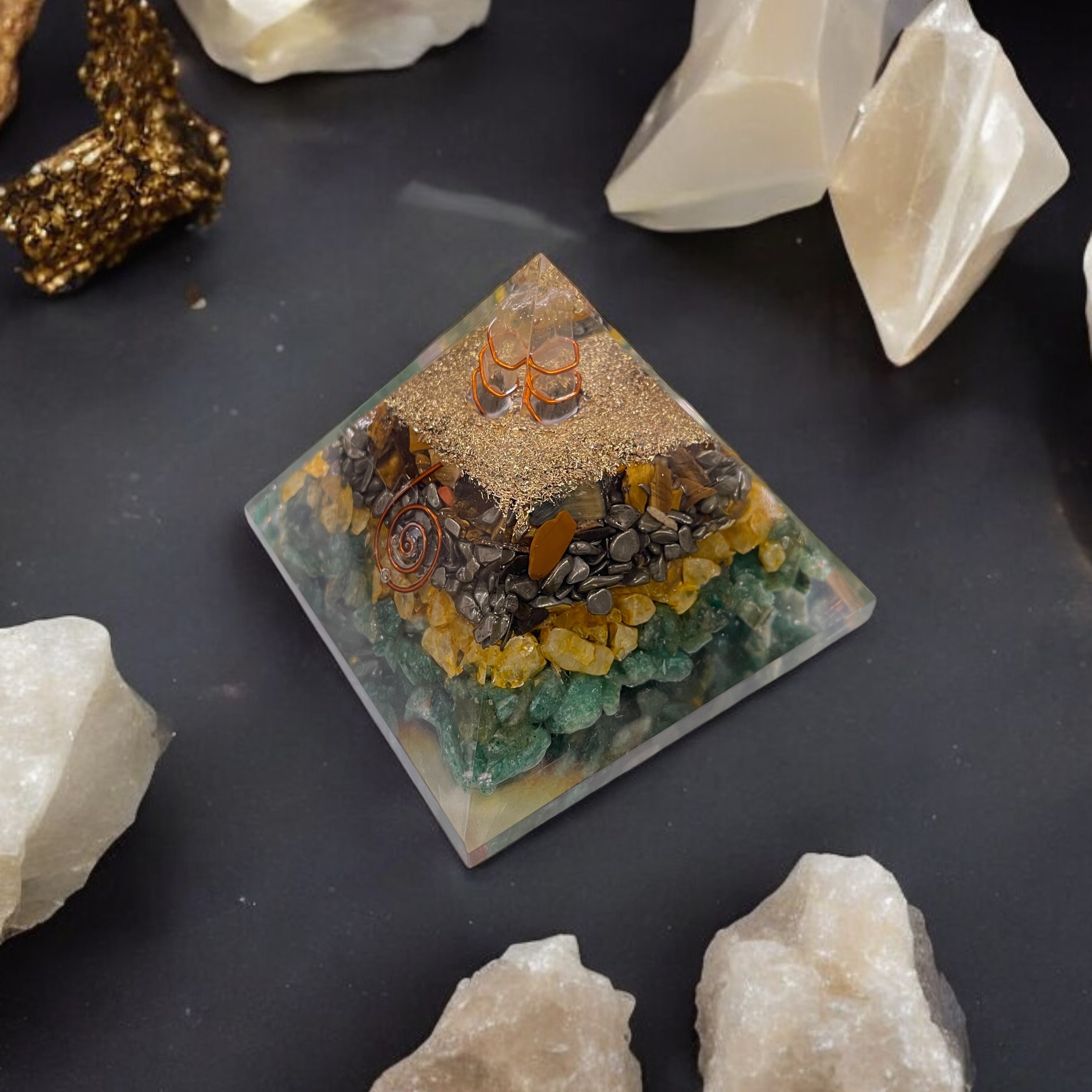 Rocksmins Money Magnet Orgone Crystal Pyramid for balancing energy, Removing Negative Energy, And Promoting Overall Well-Being