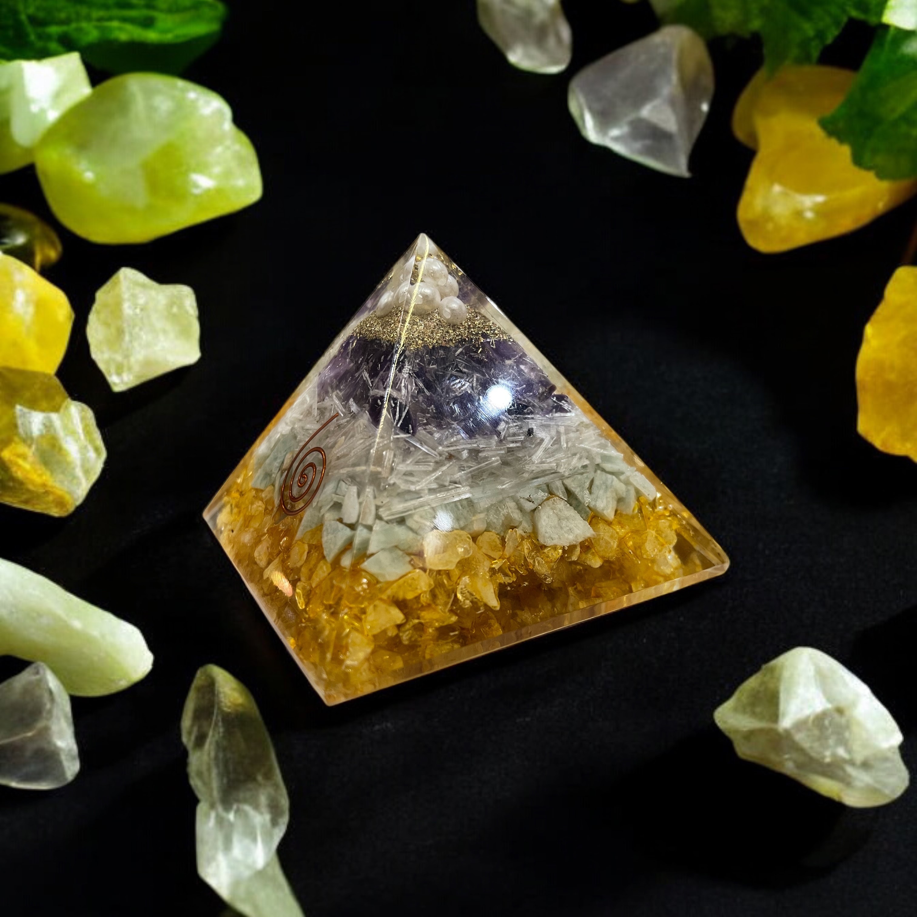 Rocksmins Money Magnet 2 Orgone Crystal Pyramid for balancing energy, Removing Negative Energy, And Promoting Overall Well-Being