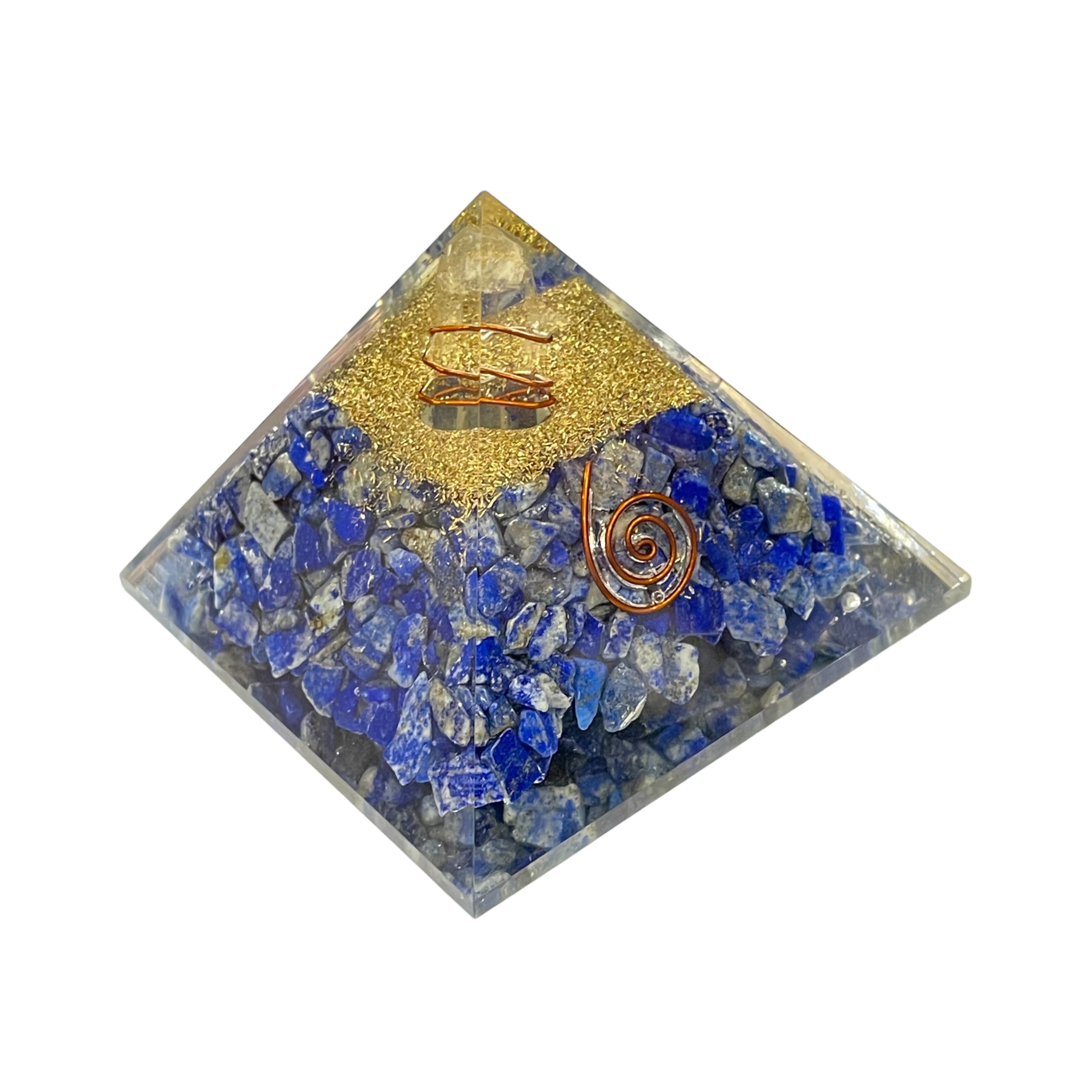 Rocksmins Lapis Lazuli Orgone Crystal Pyramid for balancing energy, Removing Negative Energy, And Promoting Overall Well-Being