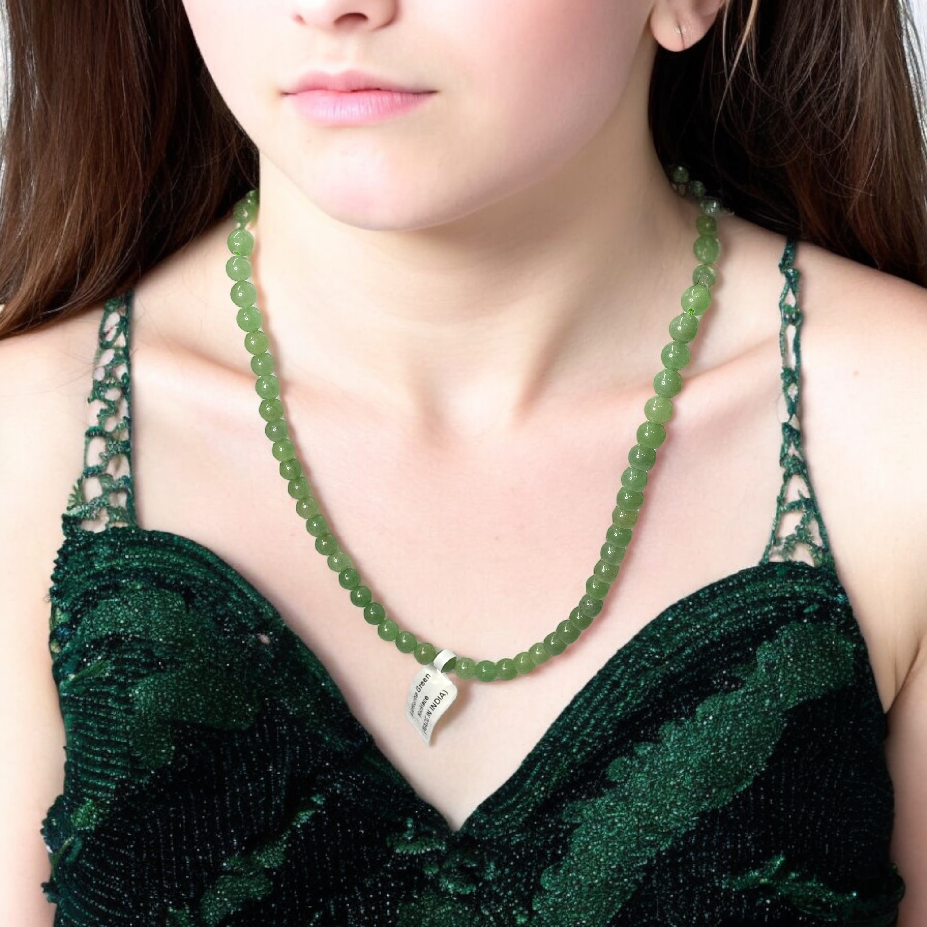 Aventurine Green Crystal Necklace. Discover the Power of Natural Crystals with Rocksmins: Elegantly Crafted Crystal Necklaces Infused with Authentic Energies for Enhanced Well-Being and Spiritual Growth