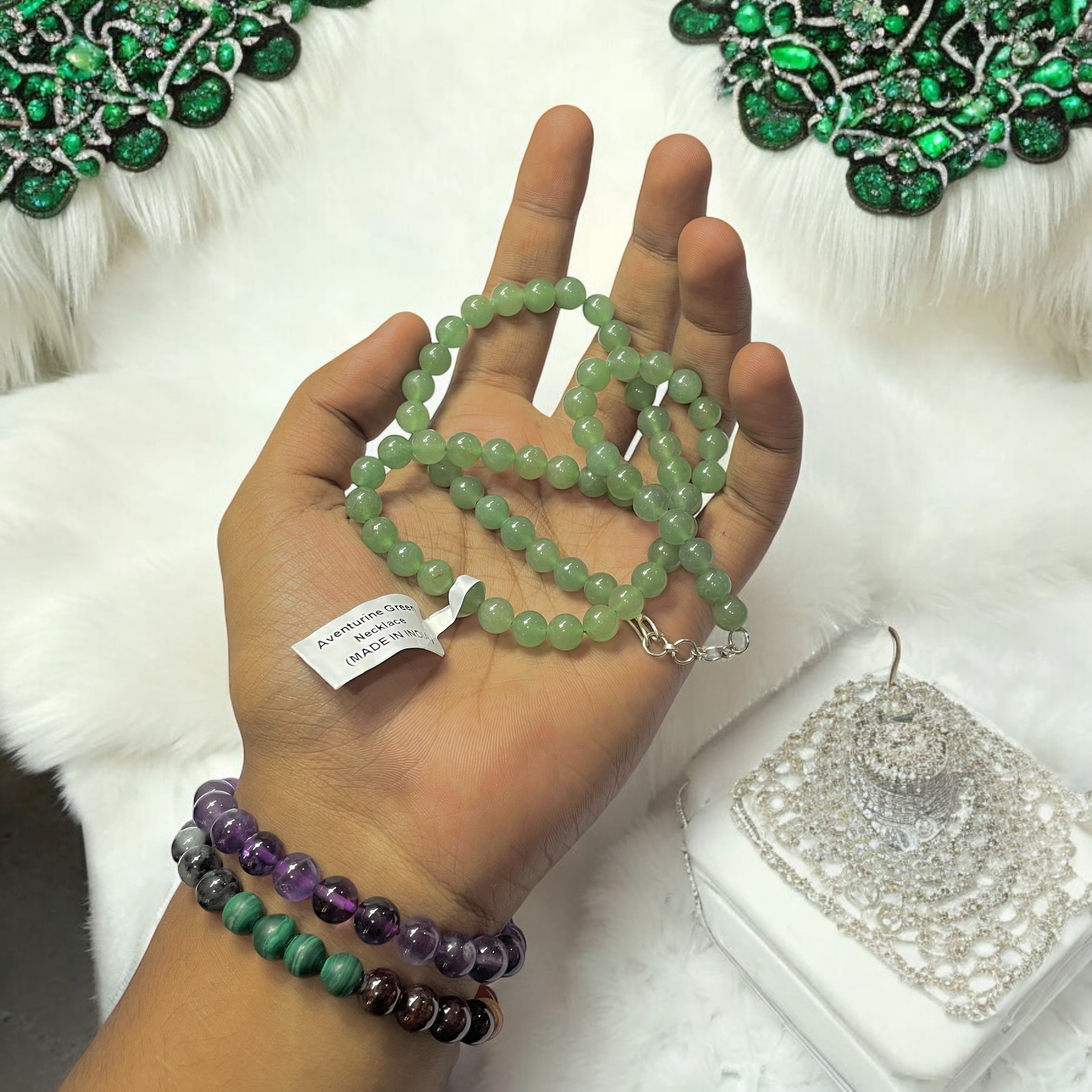 Aventurine Green Crystal Necklace. Discover the Power of Natural Crystals with Rocksmins: Elegantly Crafted Crystal Necklaces Infused with Authentic Energies for Enhanced Well-Being and Spiritual Growth