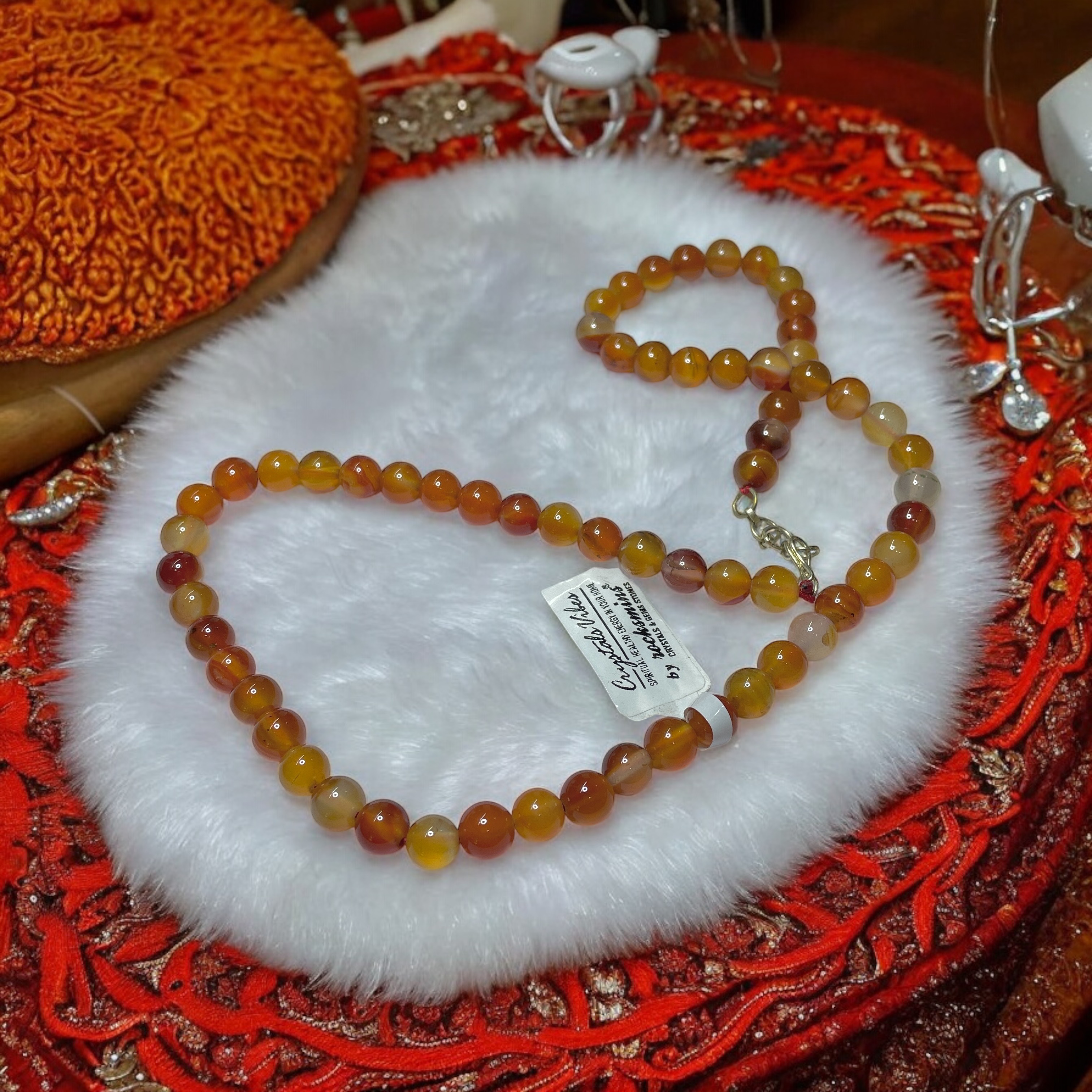 Carnelian Crystal Necklace. Discover the Power of Natural Crystals with Rocksmins: Elegantly Crafted Crystal Necklaces Infused with Authentic Energies for Enhanced Well-Being and Spiritual Growth