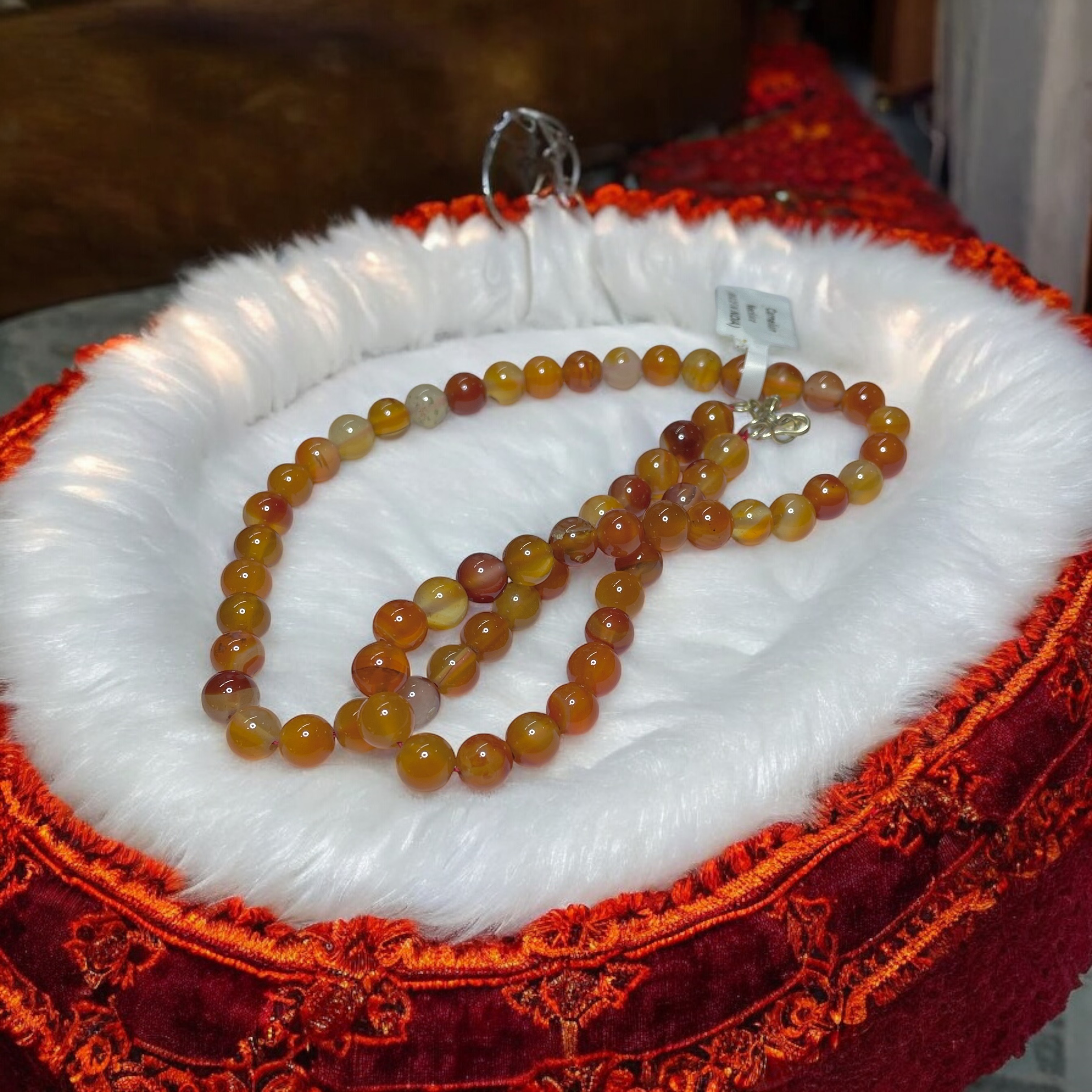 Carnelian Crystal Necklace. Discover the Power of Natural Crystals with Rocksmins: Elegantly Crafted Crystal Necklaces Infused with Authentic Energies for Enhanced Well-Being and Spiritual Growth