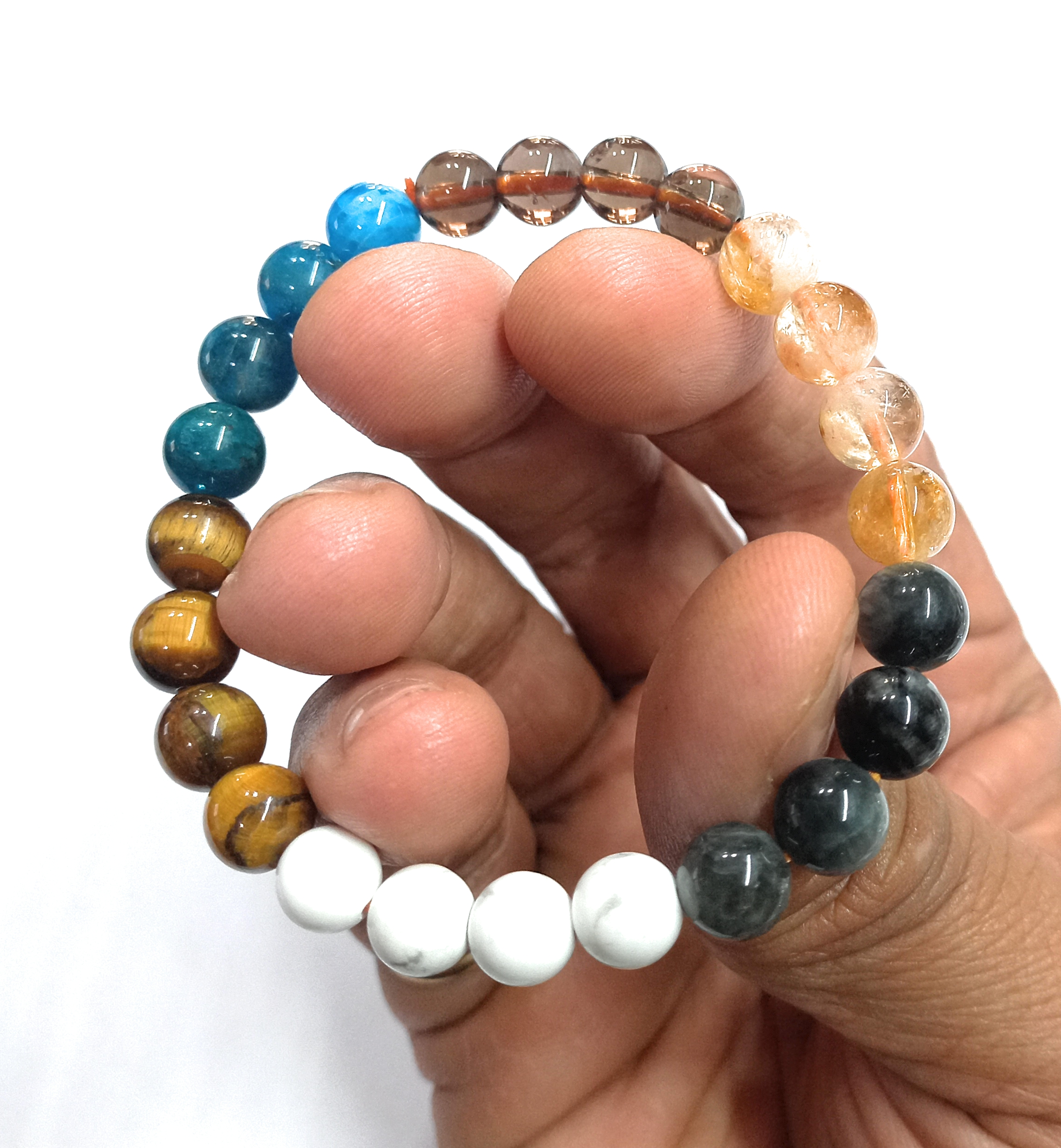 03 Rocksmins Bracelet for Gemini (Mithun) Zodiac Sign Natural Original Crystal Real Stone for Men Women Boy Girl Unisex 8mm Beads Stretchable