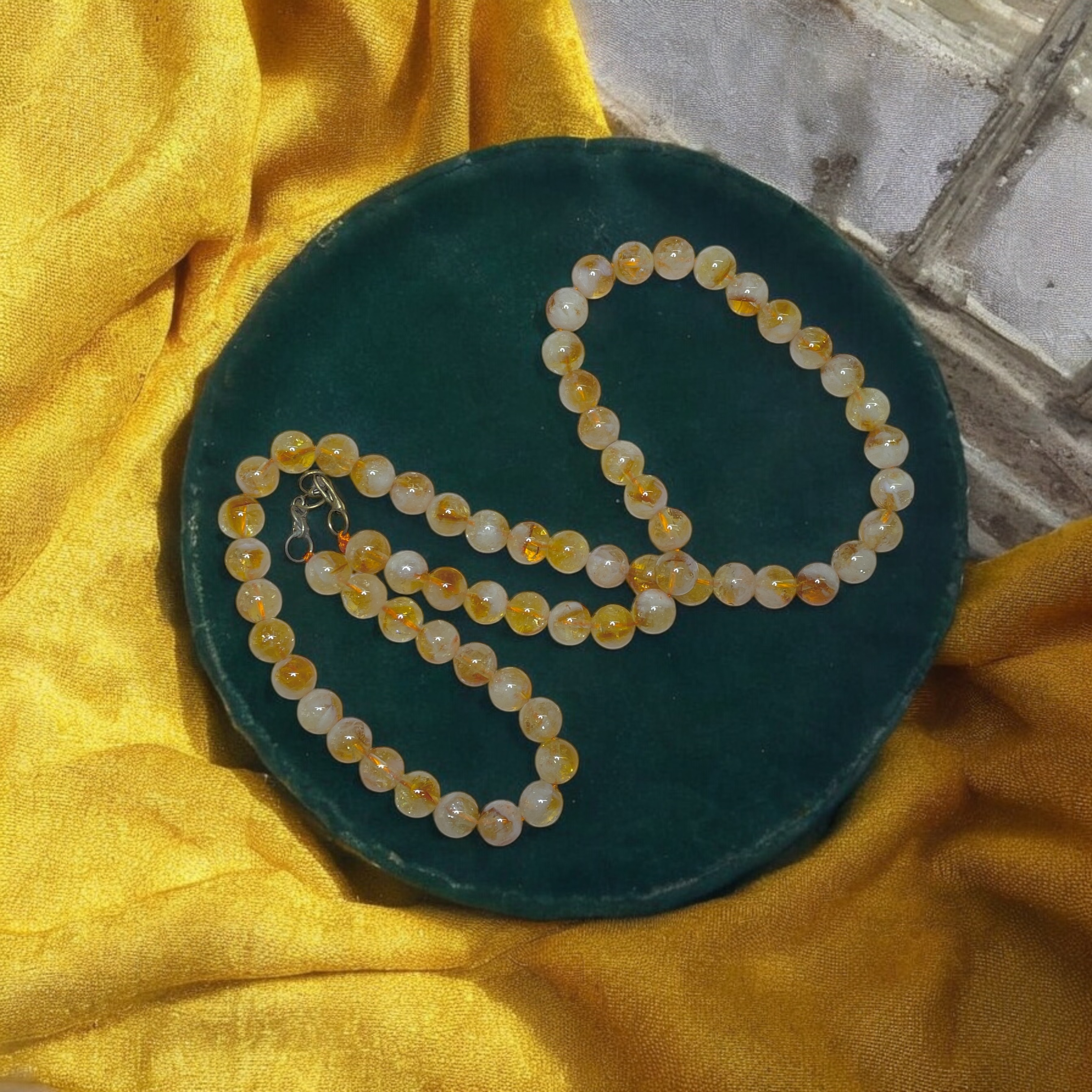 Citrine Crystal Necklace. Discover the Power of Natural Crystals with Rocksmins: Elegantly Crafted Crystal Necklaces Infused with Authentic Energies for Enhanced Well-Being and Spiritual Growth