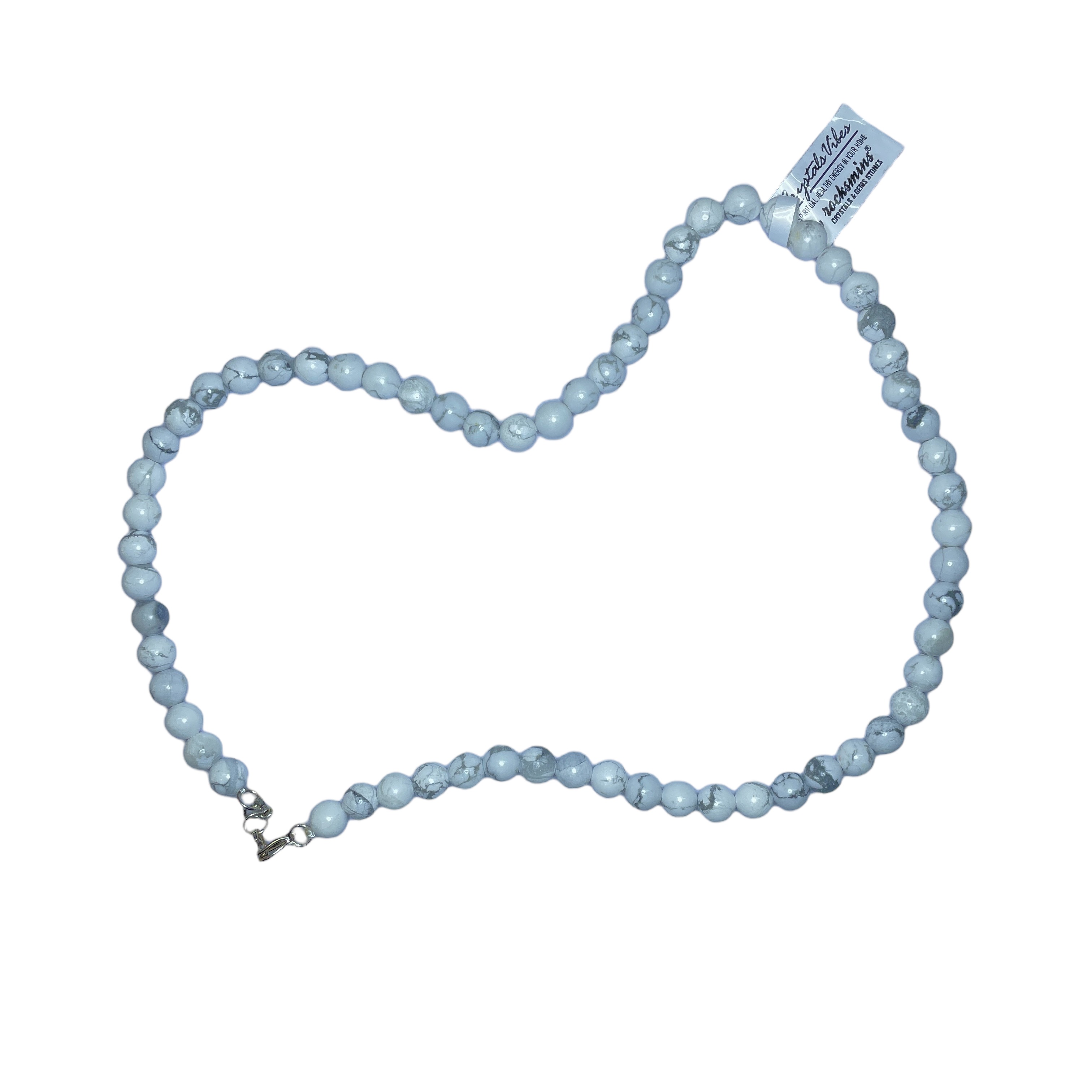 Howlite Crystal Necklace. Discover the Power of Natural Crystals with Rocksmins: Elegantly Crafted Crystal Necklaces Infused with Authentic Energies for Enhanced Well-Being and Spiritual Growth