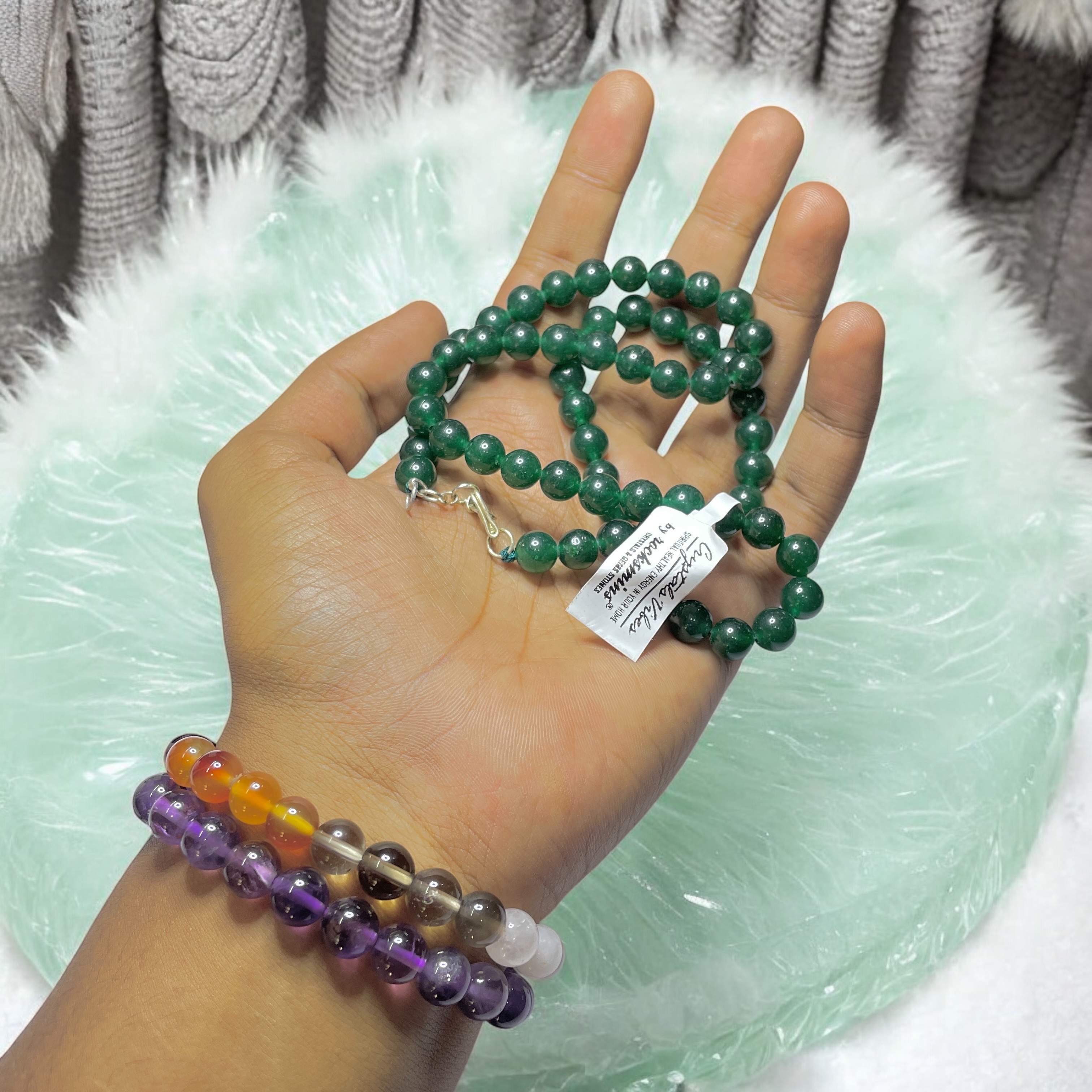Jade Green Crystal Necklace. Discover the Power of Natural Crystals with Rocksmins: Elegantly Crafted Crystal Necklaces Infused with Authentic Energies for Enhanced Well-Being and Spiritual Growth