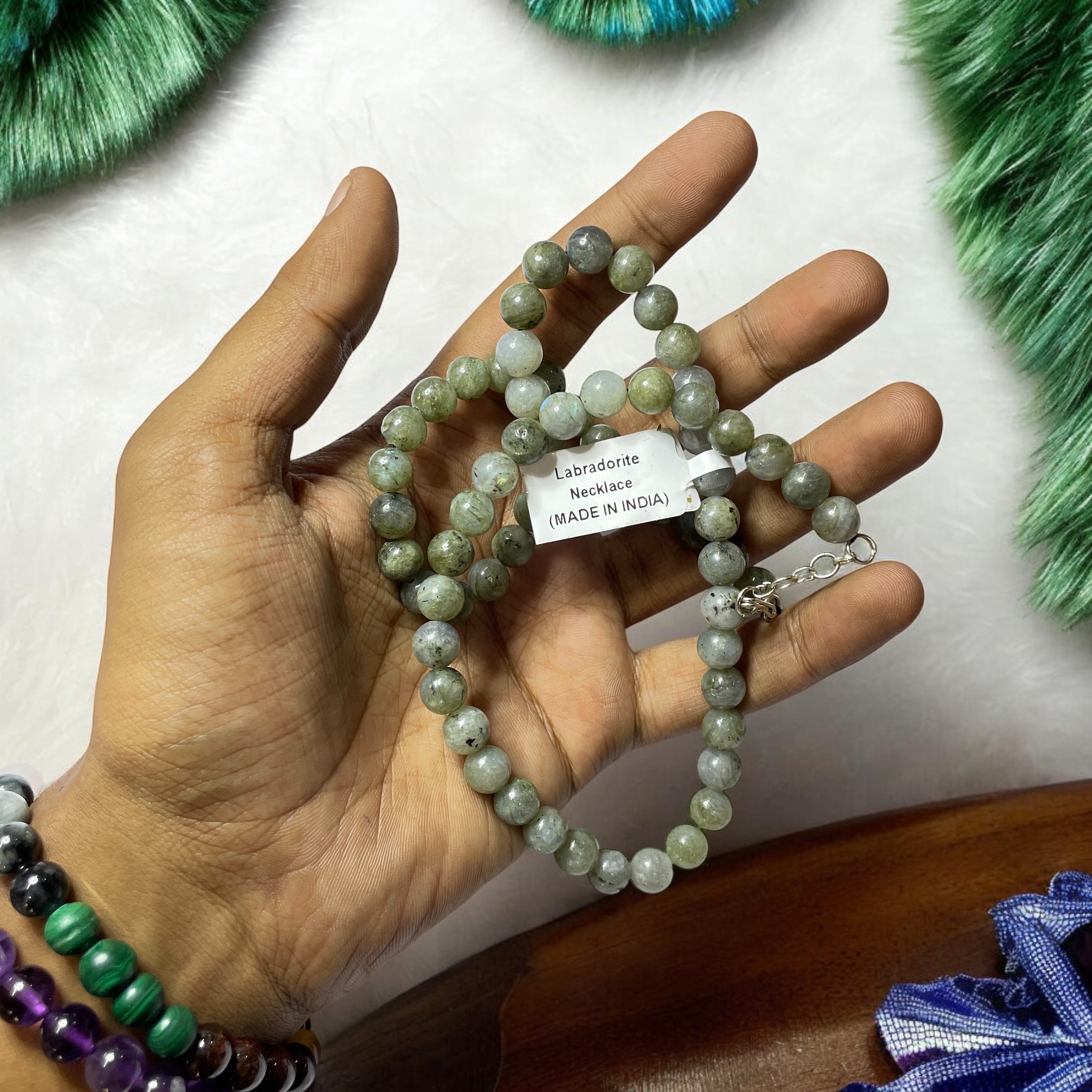 Labradorite Crystal Necklace. Discover the Power of Natural Crystals with Rocksmins: Elegantly Crafted Crystal Necklaces Infused with Authentic Energies for Enhanced Well-Being and Spiritual Growth
