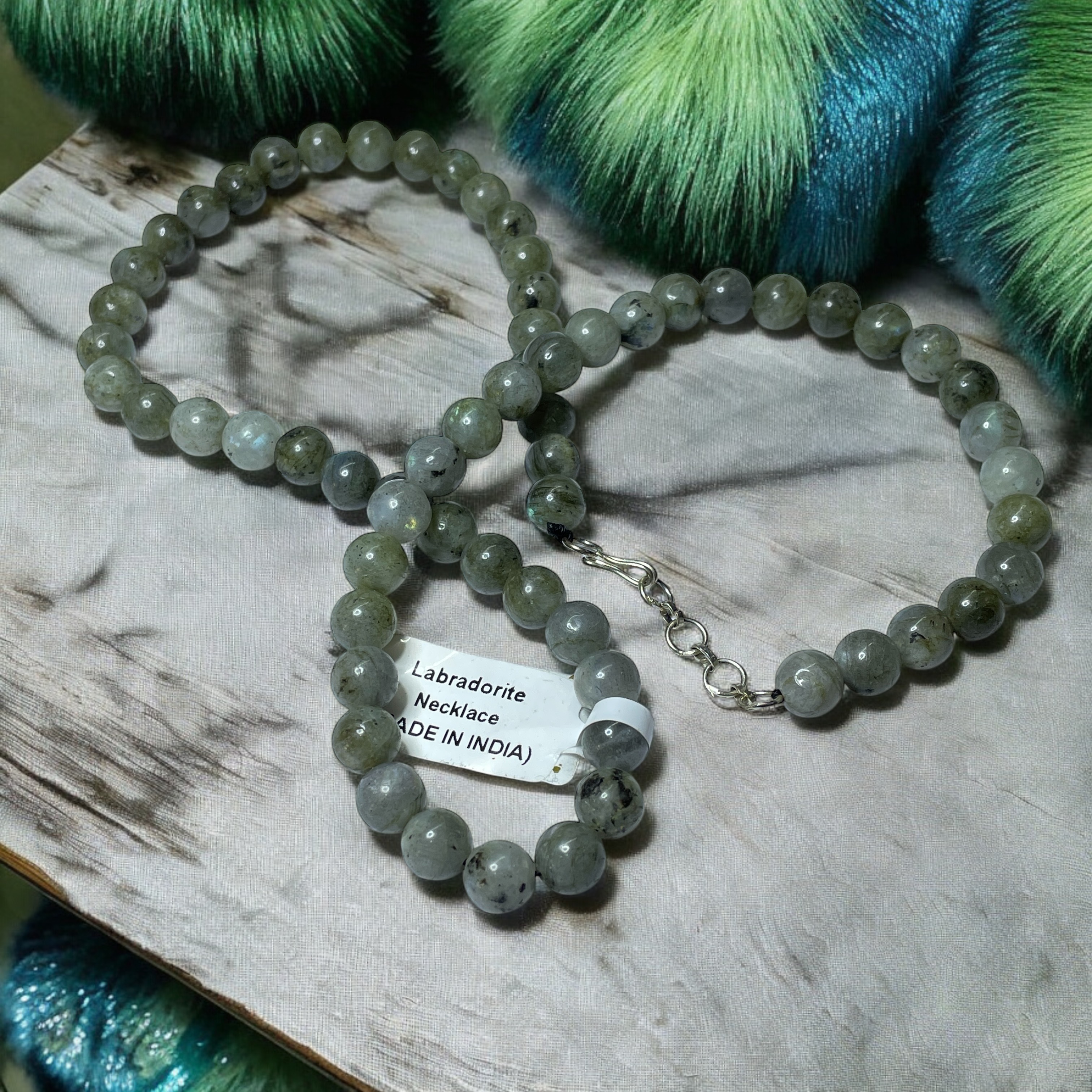 Labradorite Crystal Necklace. Discover the Power of Natural Crystals with Rocksmins: Elegantly Crafted Crystal Necklaces Infused with Authentic Energies for Enhanced Well-Being and Spiritual Growth