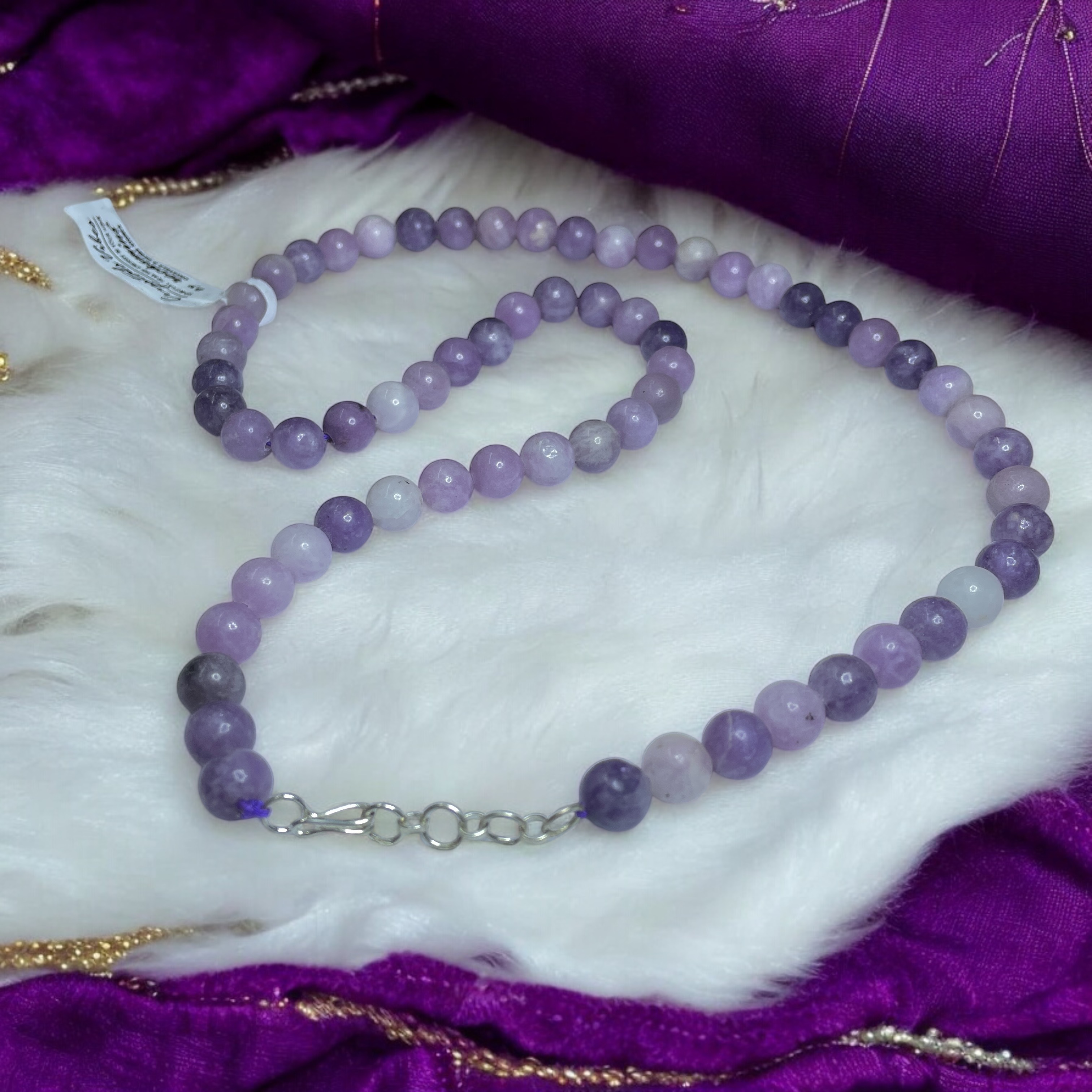 Lapidolite Crystal Necklace. Discover the Power of Natural Crystals with Rocksmins: Elegantly Crafted Crystal Necklaces Infused with Authentic Energies for Enhanced Well-Being and Spiritual Growth