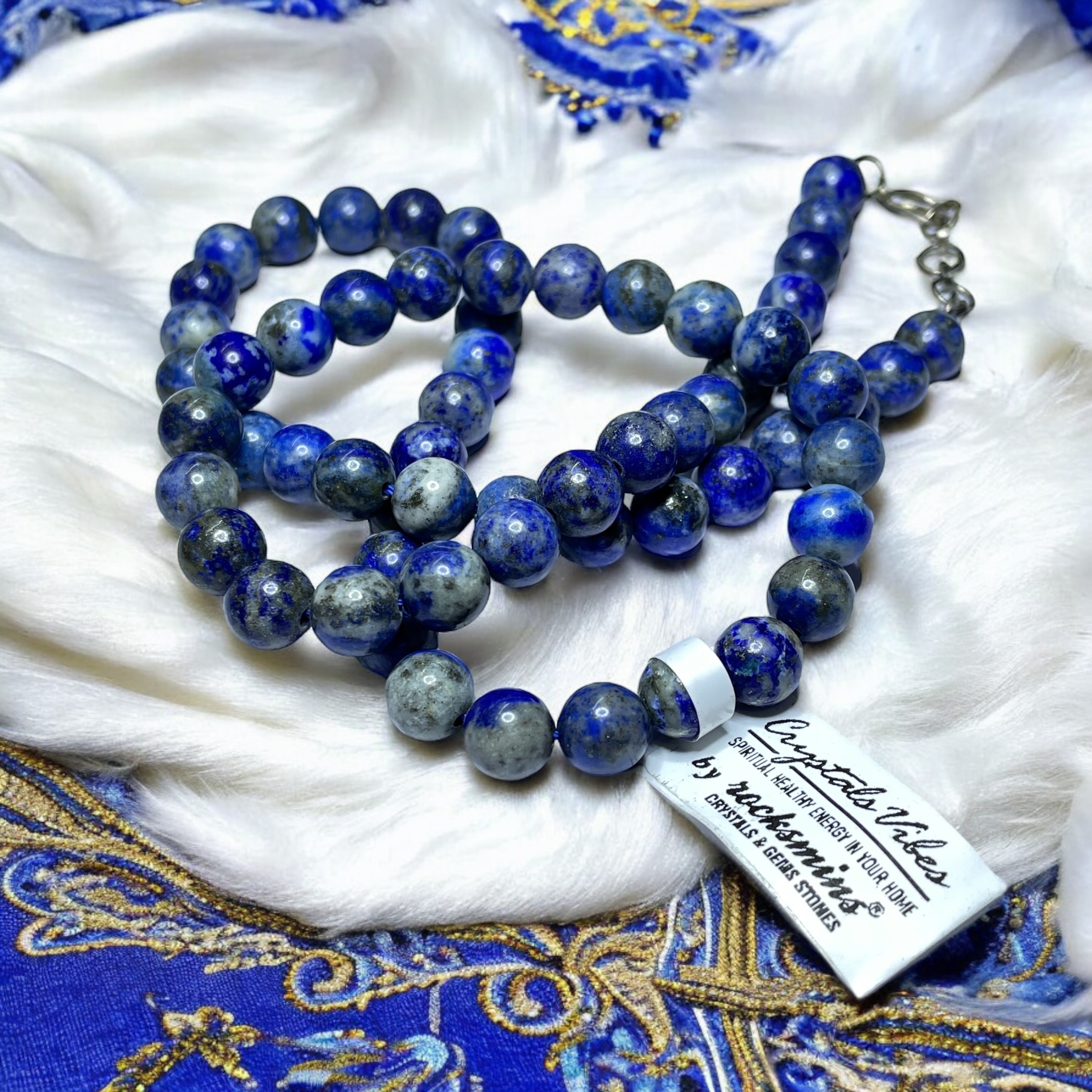 Lapis Lazuli Crystal Necklace. Discover the Power of Natural Crystals with Rocksmins: Elegantly Crafted Crystal Necklaces Infused with Authentic Energies for Enhanced Well-Being and Spiritual Growth