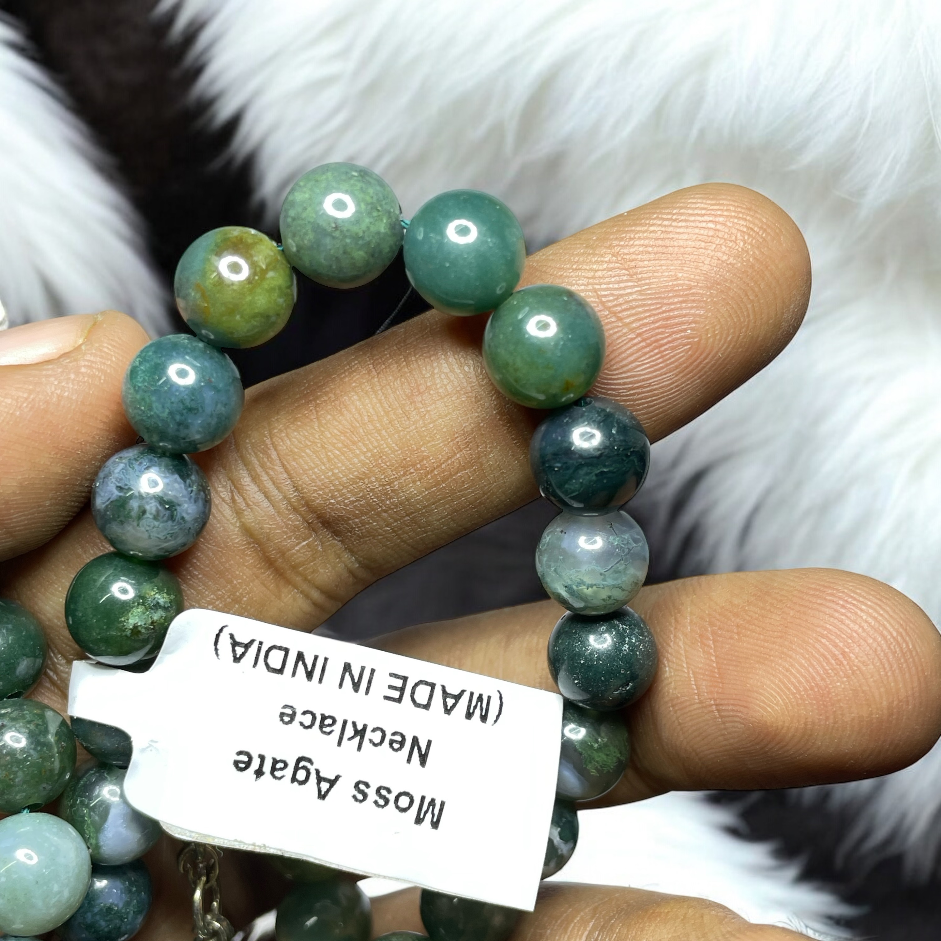 Moss Agate Crystal Necklace. Discover the Power of Natural Crystals with Rocksmins: Elegantly Crafted Crystal Necklaces Infused with Authentic Energies for Enhanced Well-Being and Spiritual Growth