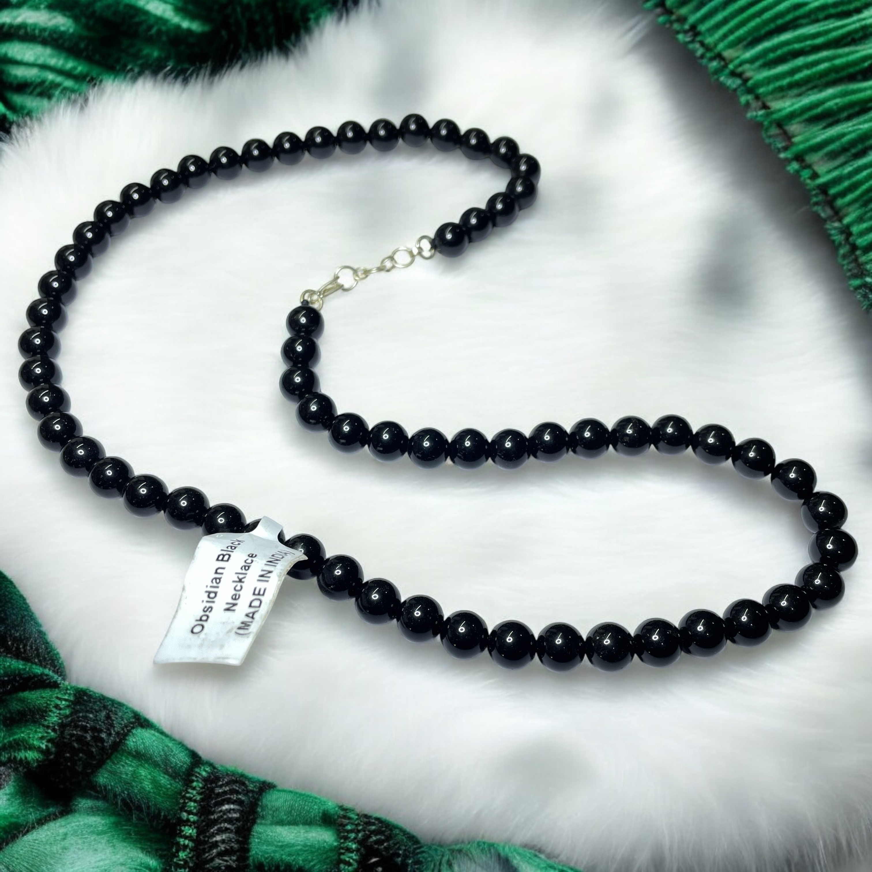 Obsidian Black Crystal Necklace. Discover the Power of Natural Crystals with Rocksmins: Elegantly Crafted Crystal Necklaces Infused with Authentic Energies for Enhanced Well-Being and Spiritual Growth