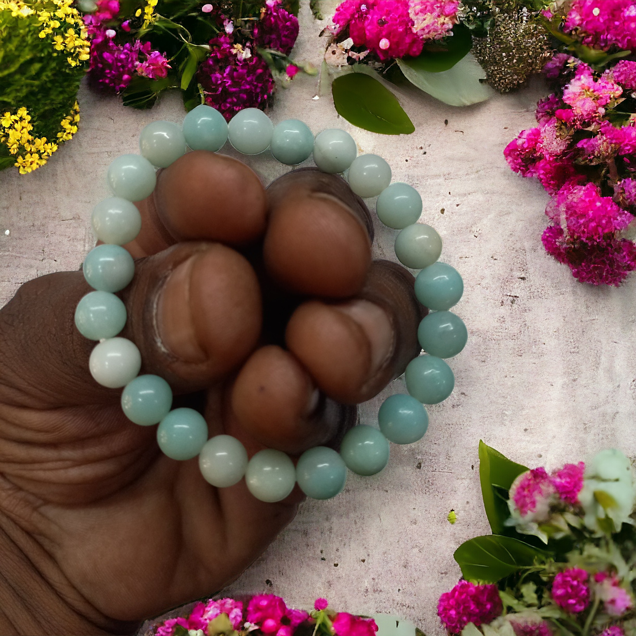 Amazonite Bracelet Natural Original Crystal Certified Real Stone Stylish for Men Women Boy Girl Unisex 8mm Beads Stretchable