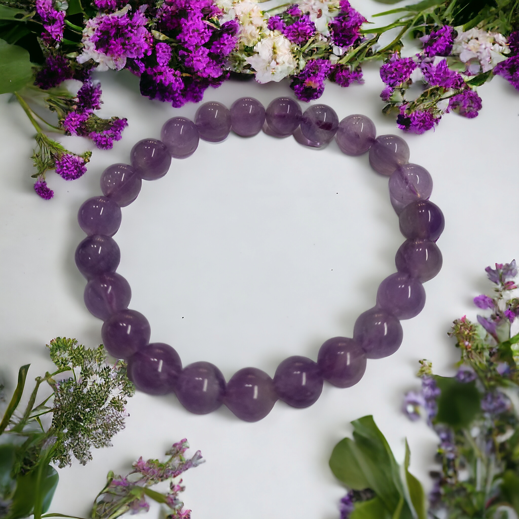 Amethyst Bracelet Natural Original Crystal Certified Real Stone Stylish for Men Women Boy Girl Unisex 8mm Beads Stretchable