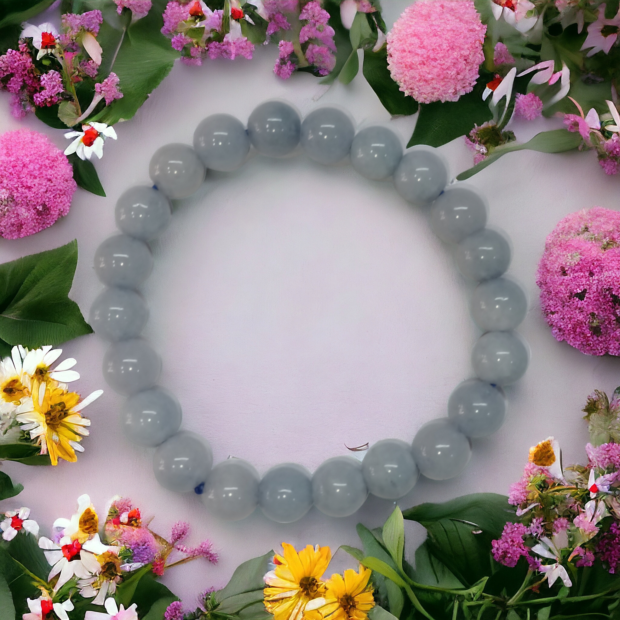 Angelite Bracelet Natural Original Crystal Certified Real Stone Stylish for Men Women Boy Girl Unisex 8mm Beads Stretchable