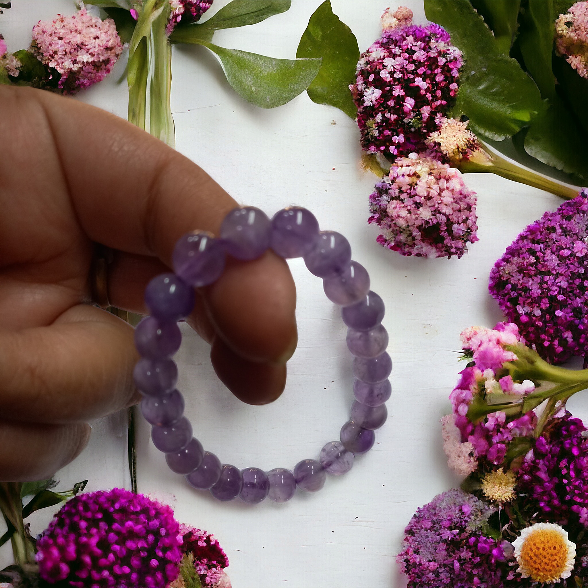 Amethyst Bracelet Natural Original Crystal Certified Real Stone Stylish for Men Women Boy Girl Unisex 8mm Beads Stretchable