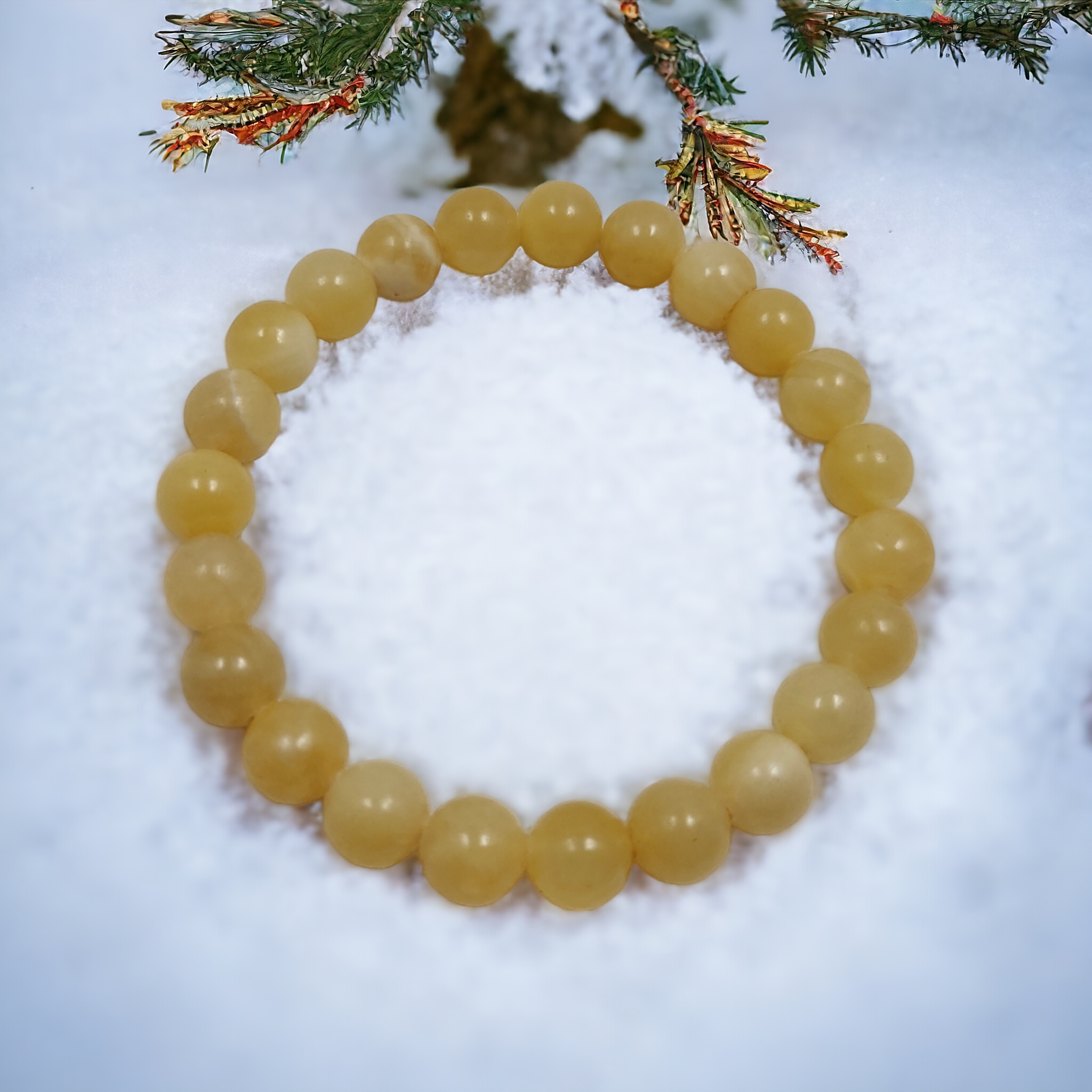Calcite/Celesite Yellow Bracelet Natural Original Crystal Certified Real Stone Stylish for Men Women Boy Girl Unisex 8mm Beads Stretchable