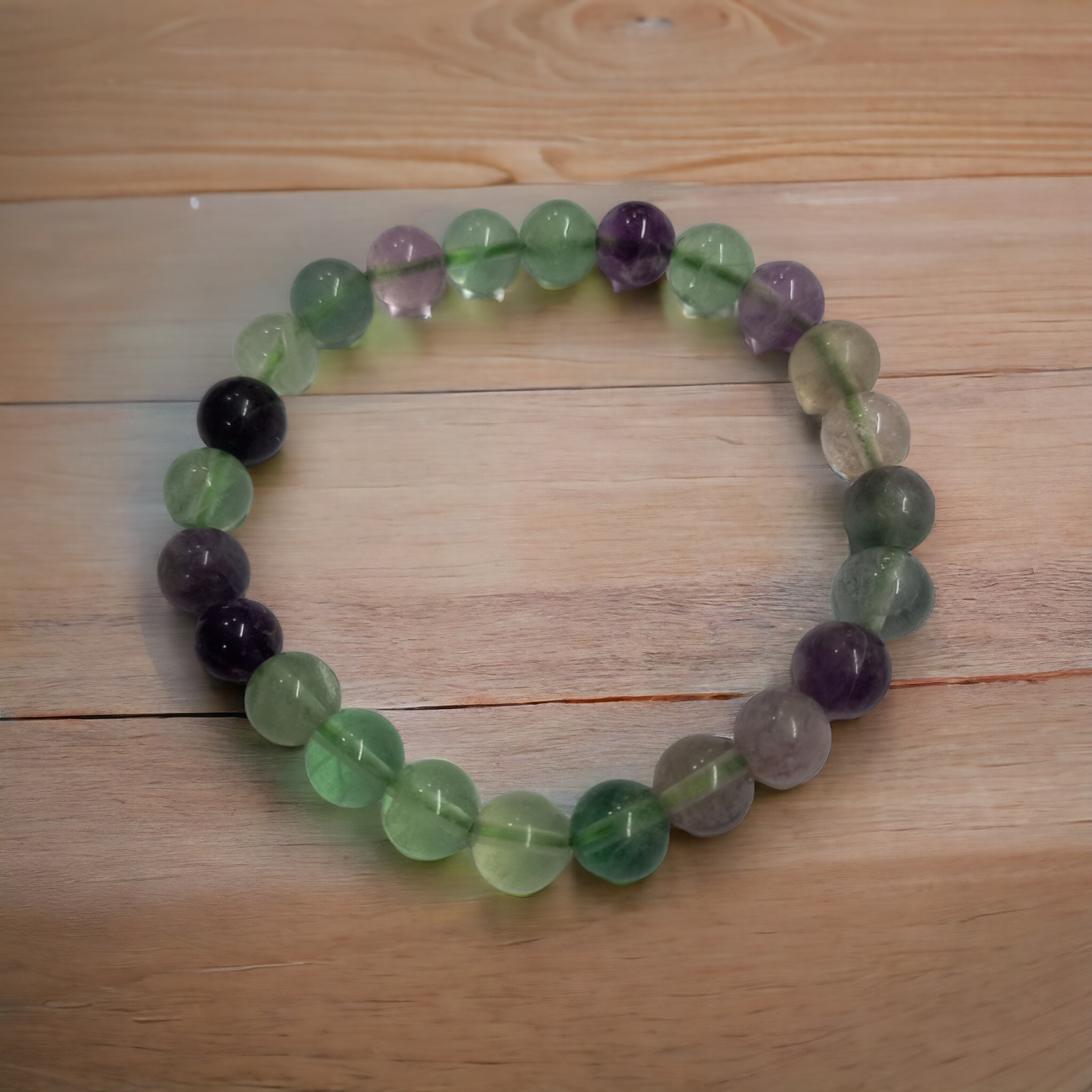 Fluorite Bracelet Natural Original Crystal Certified Real Stone Stylish for Men Women Boy Girl Unisex 8mm Beads Stretchable Brand : Rocksmins