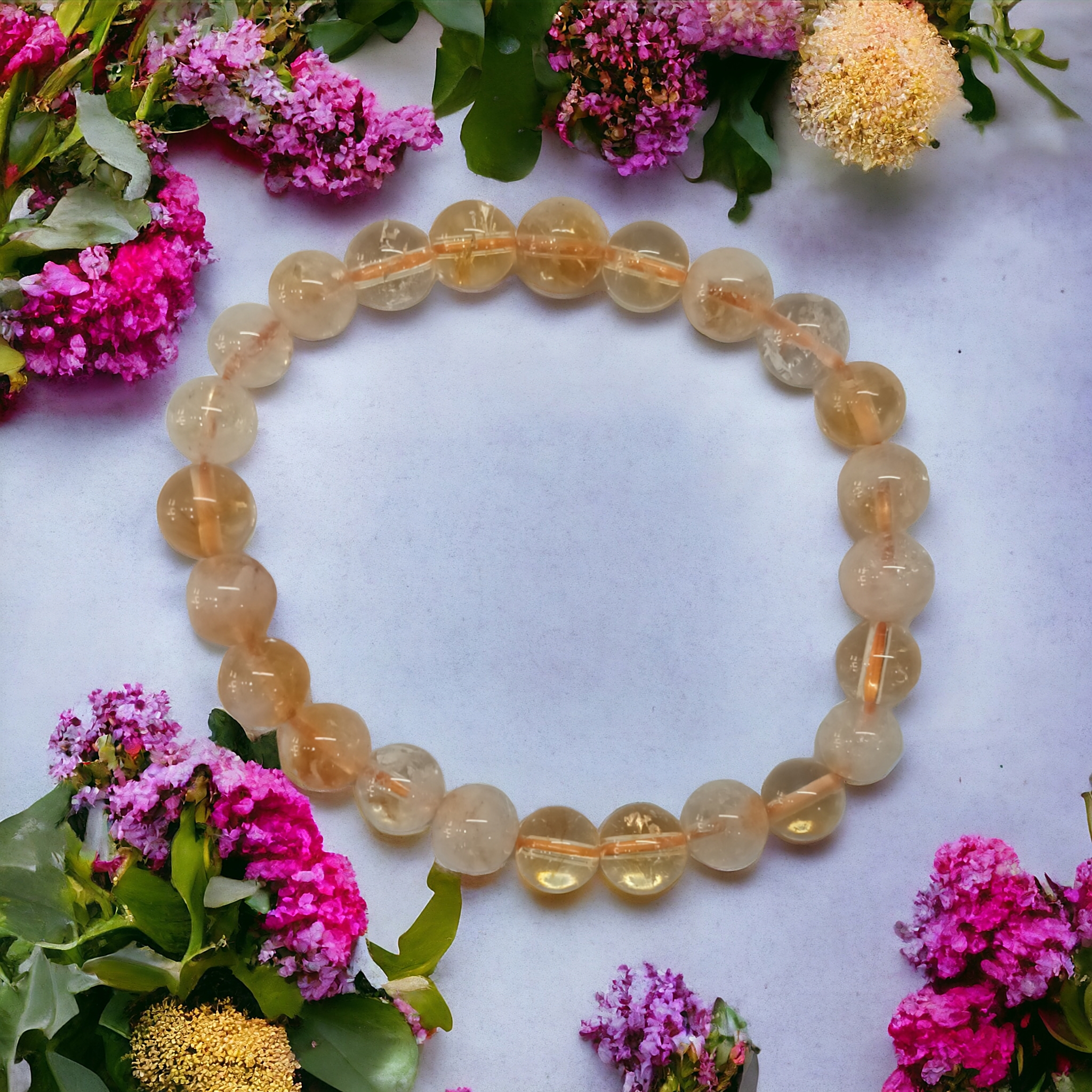 Citrine Natural Bracelet Natural Original Crystal Certified Real Stone Stylish for Men Women Boy Girl Unisex 8mm Beads Stretchable Brand : Rocksmins