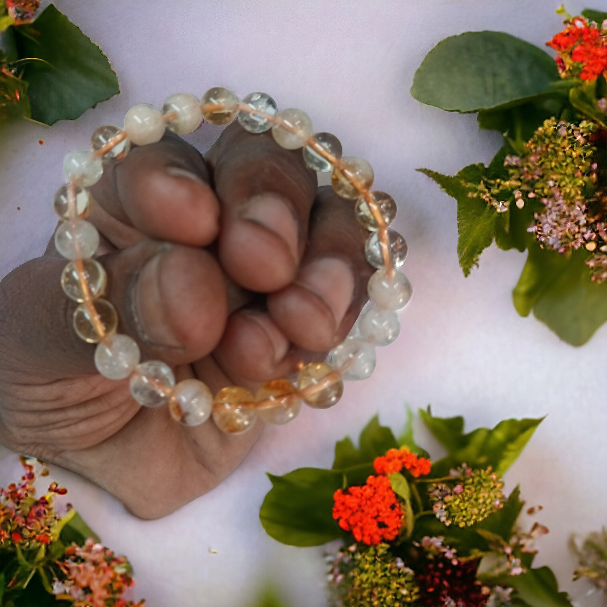 Citrine Natural Bracelet Natural Original Crystal Certified Real Stone Stylish for Men Women Boy Girl Unisex 8mm Beads Stretchable Brand : Rocksmins