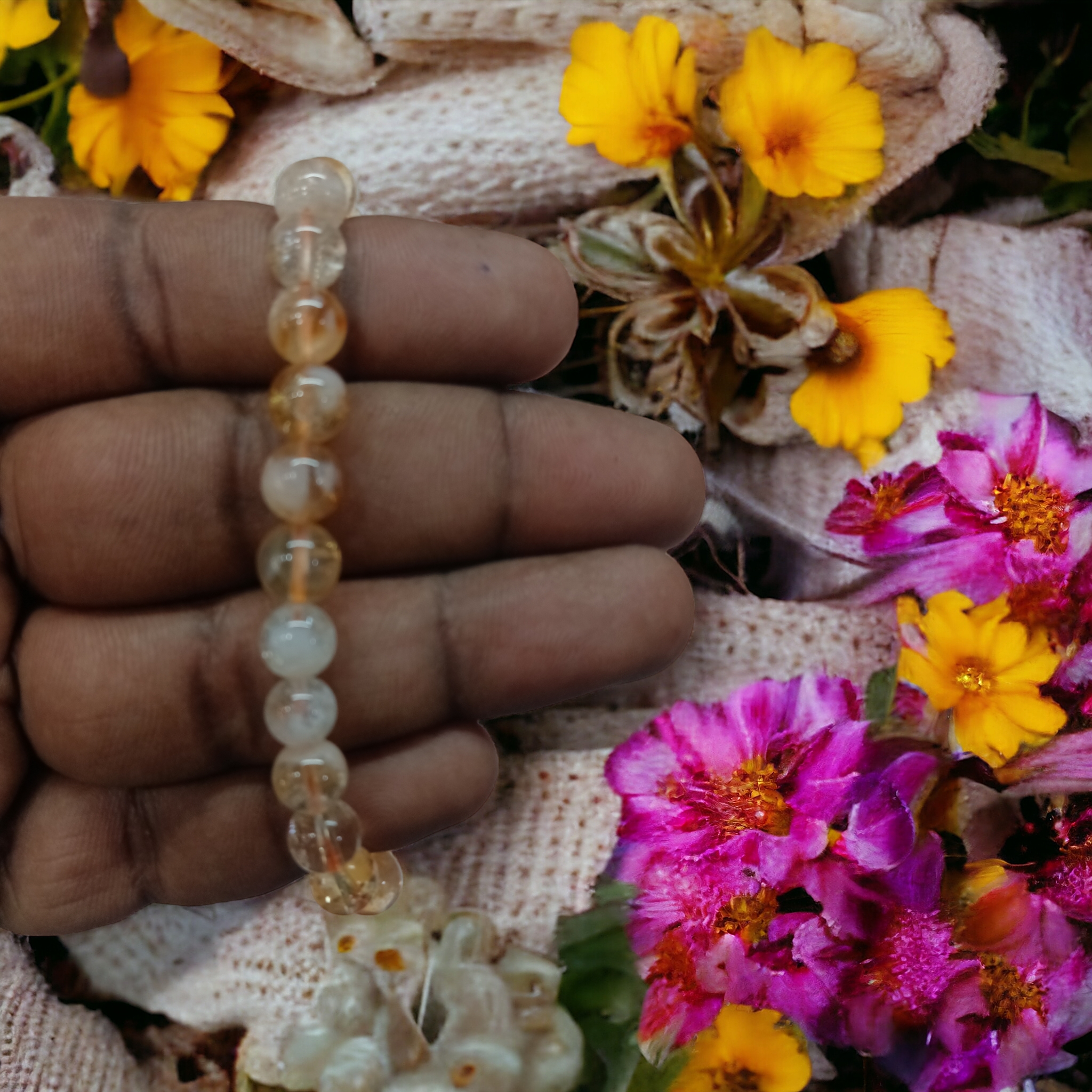 Citrine Natural Bracelet Natural Original Crystal Certified Real Stone Stylish for Men Women Boy Girl Unisex 8mm Beads Stretchable Brand : Rocksmins