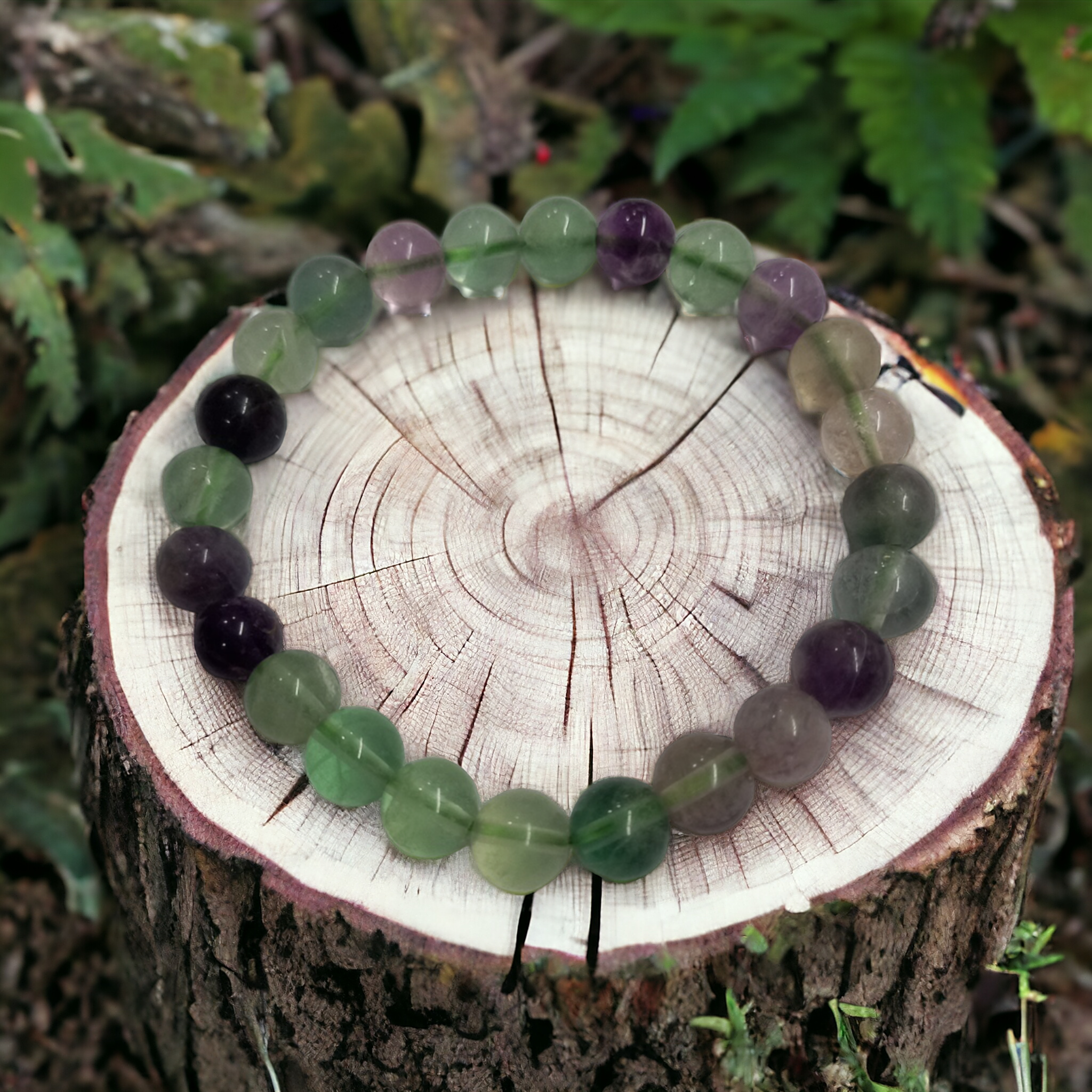 Fluorite Bracelet Natural Original Crystal Certified Real Stone Stylish for Men Women Boy Girl Unisex 8mm Beads Stretchable Brand : Rocksmins