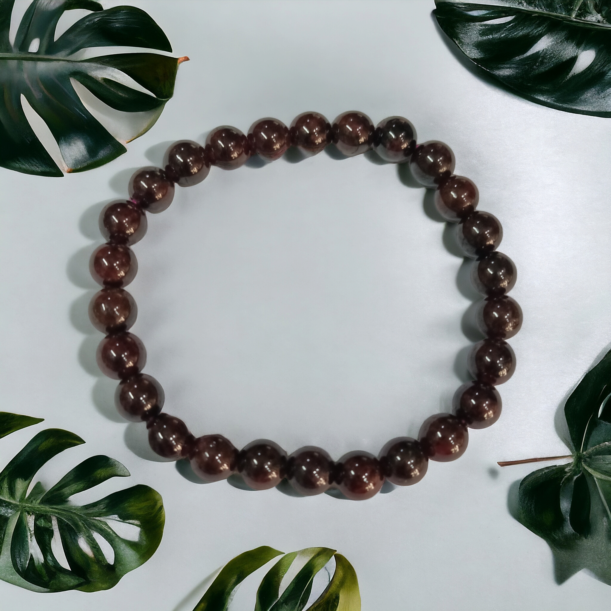 Garnet Bracelet Natural Original Crystal Certified Real Stone Stylish for Men Women Boy Girl Unisex 8mm Beads Stretchable Brand : Rocksmins
