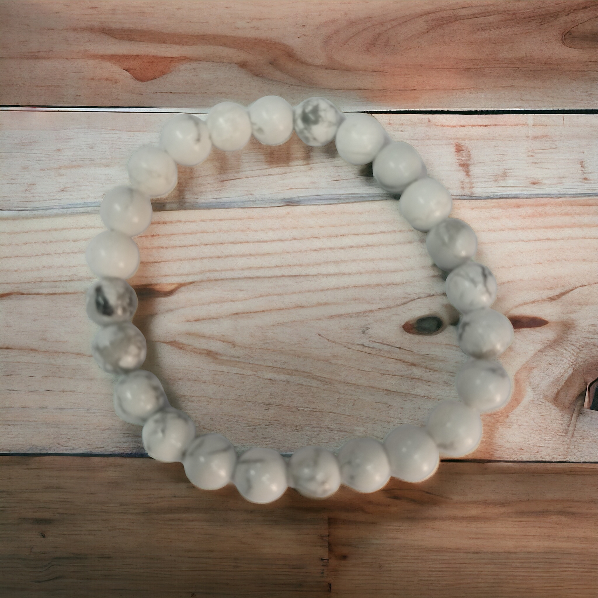 Howlite Bracelet Natural Original Crystal Certified Real Stone Stylish for Men Women Boy Girl Unisex 8mm Beads Stretchable Brand : Rocksmins