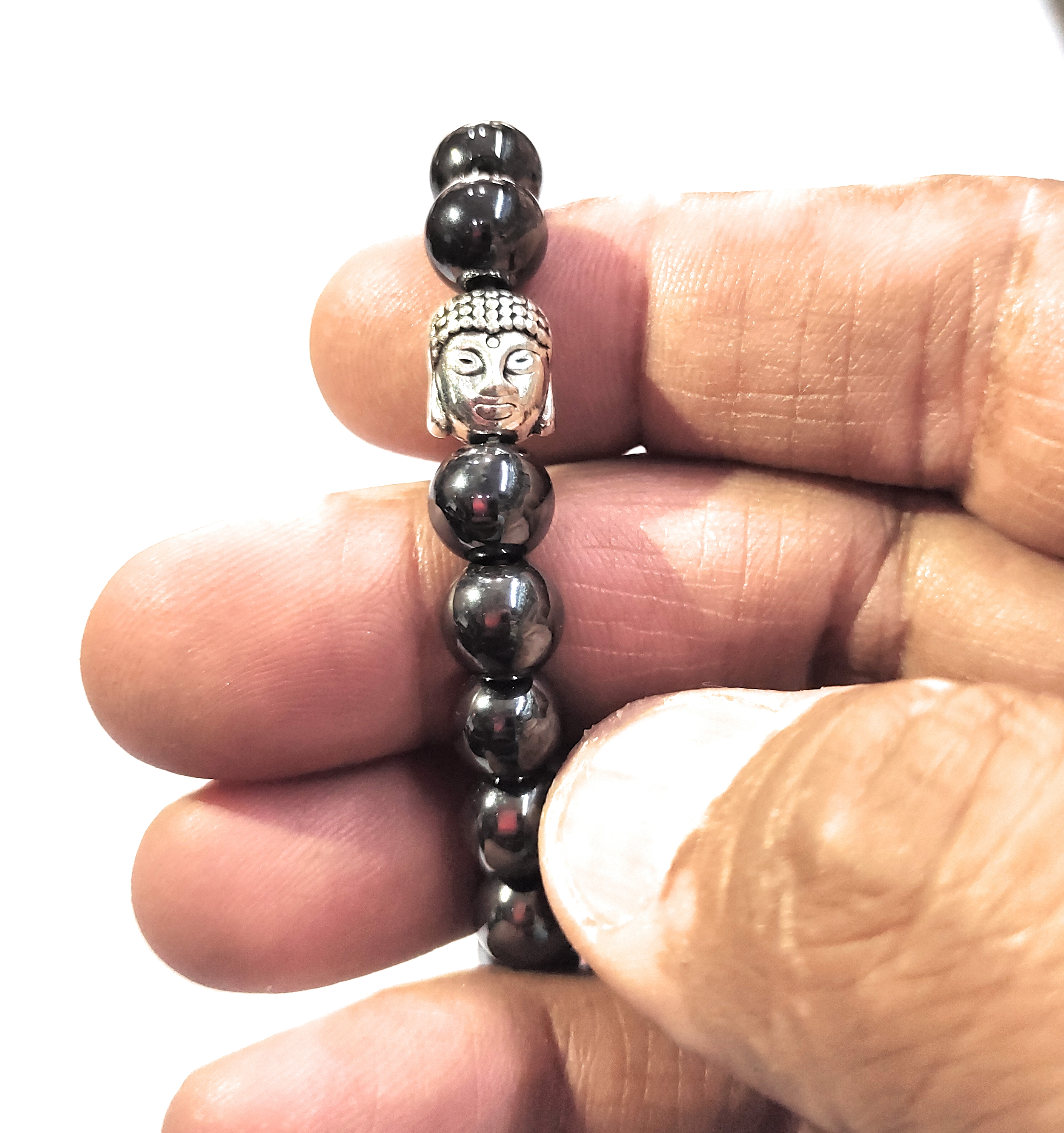 Hematite Magnetite Bracelet Natural Original Crystal Certified Real Stone Stylish for Men Women Boy Girl Unisex 8mm Beads Stretchable Brand : Rocksmins