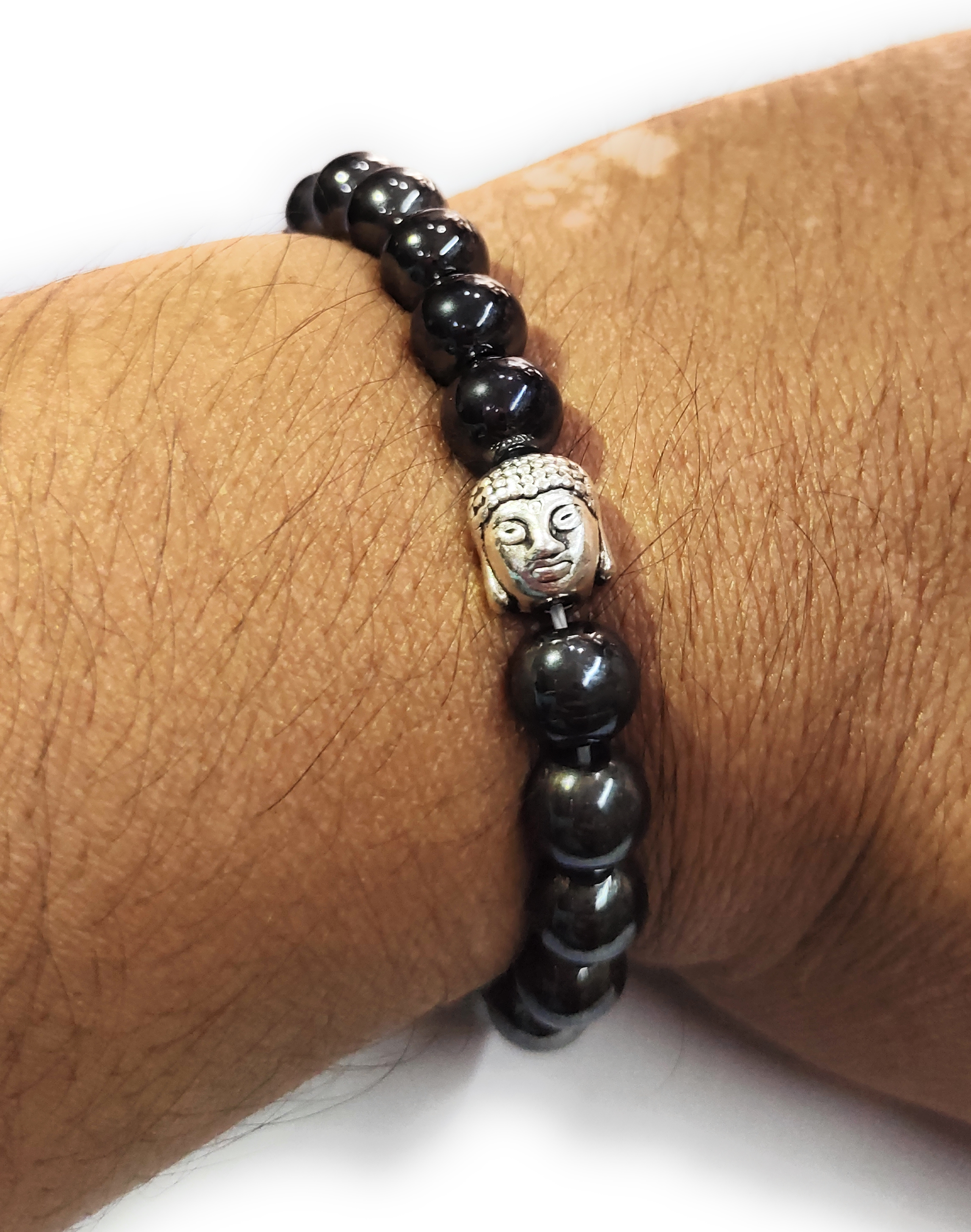 Hematite Magnetite Bracelet Natural Original Crystal Certified Real Stone Stylish for Men Women Boy Girl Unisex 8mm Beads Stretchable Brand : Rocksmins