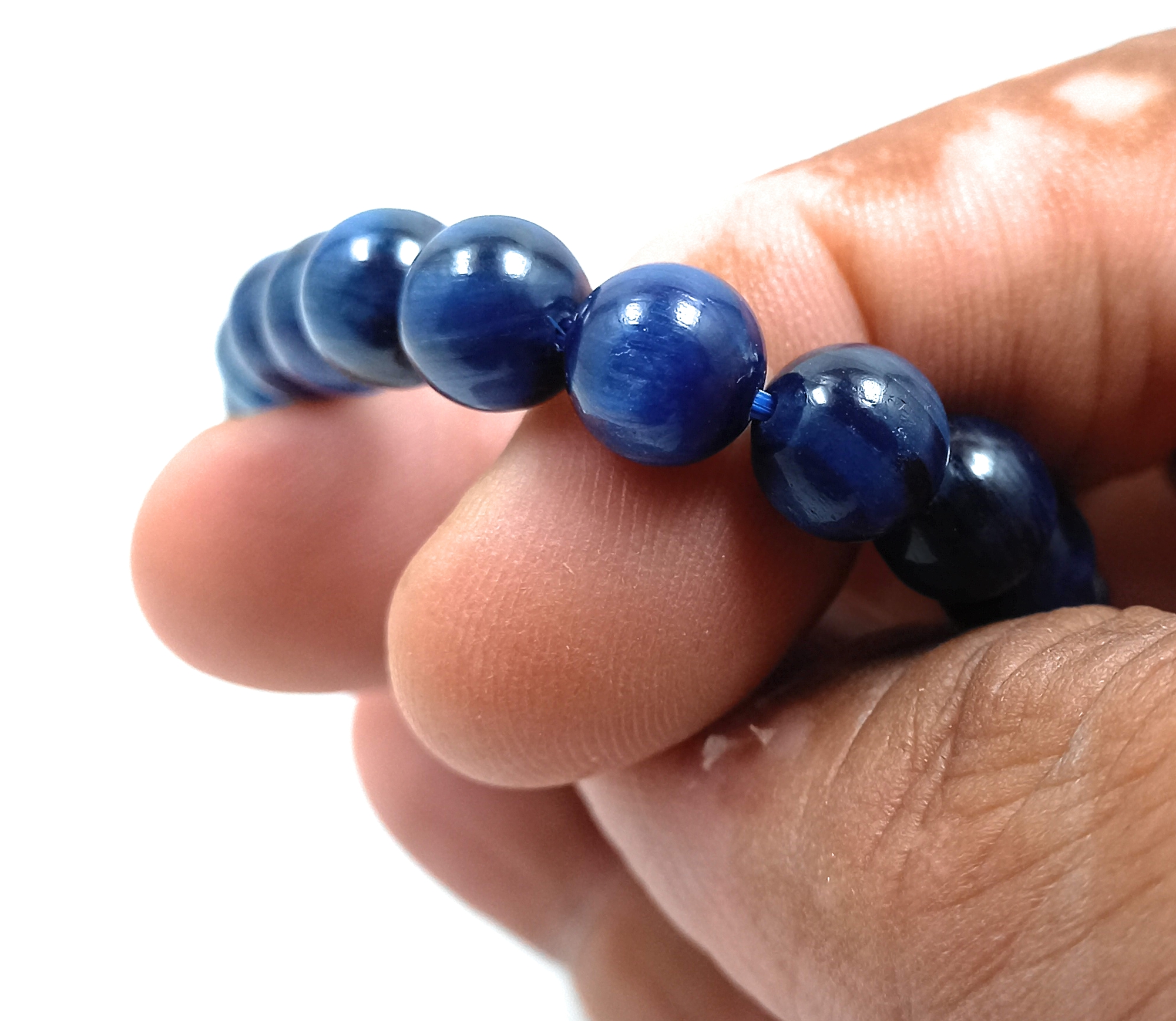 Kyanite Blue Bracelet Natural Original Crystal Certified Real Stone Stylish for Men Women Boy Girl Unisex 8mm Beads Stretchable Brand : Rocksmins