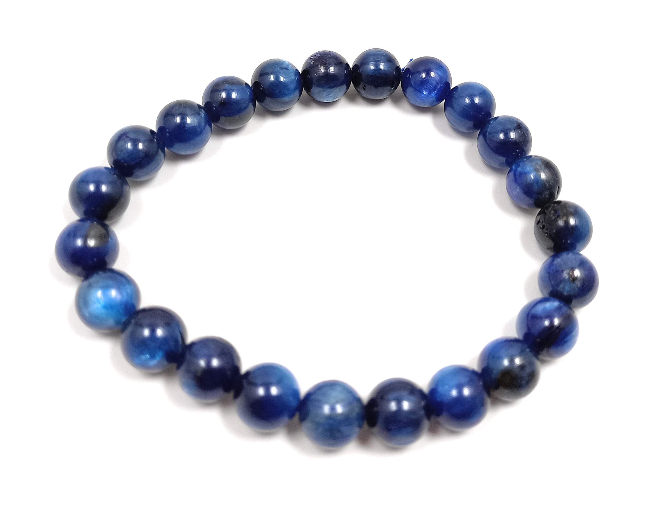 Kyanite Blue Bracelet Natural Original Crystal Certified Real Stone Stylish for Men Women Boy Girl Unisex 8mm Beads Stretchable Brand : Rocksmins