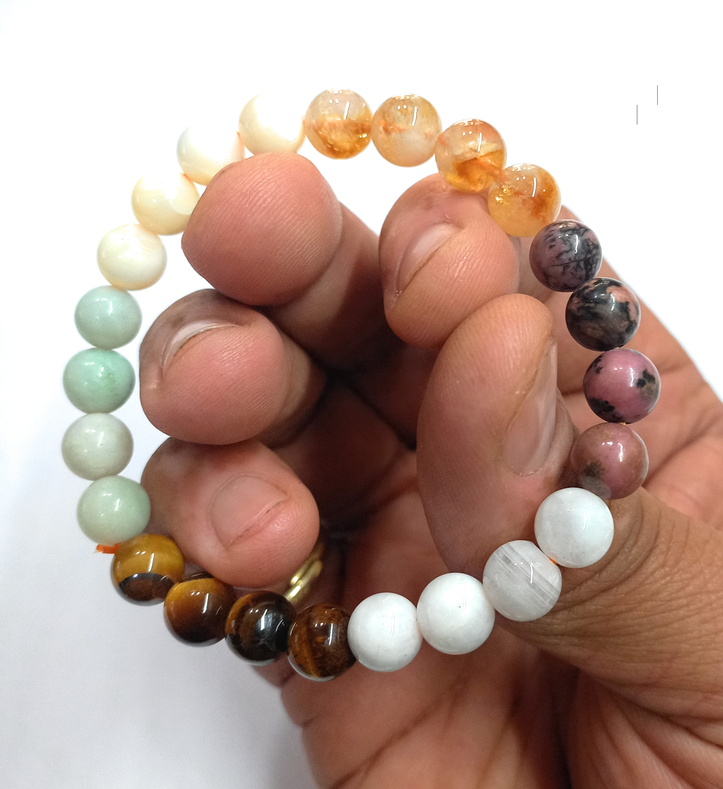 04 Rocksmins Bracelet for Cancer (Kark) Zodiac Sign Natural Original Crystal Real Stone for Men Women Boy Girl Unisex 8mm Beads Stretchable
