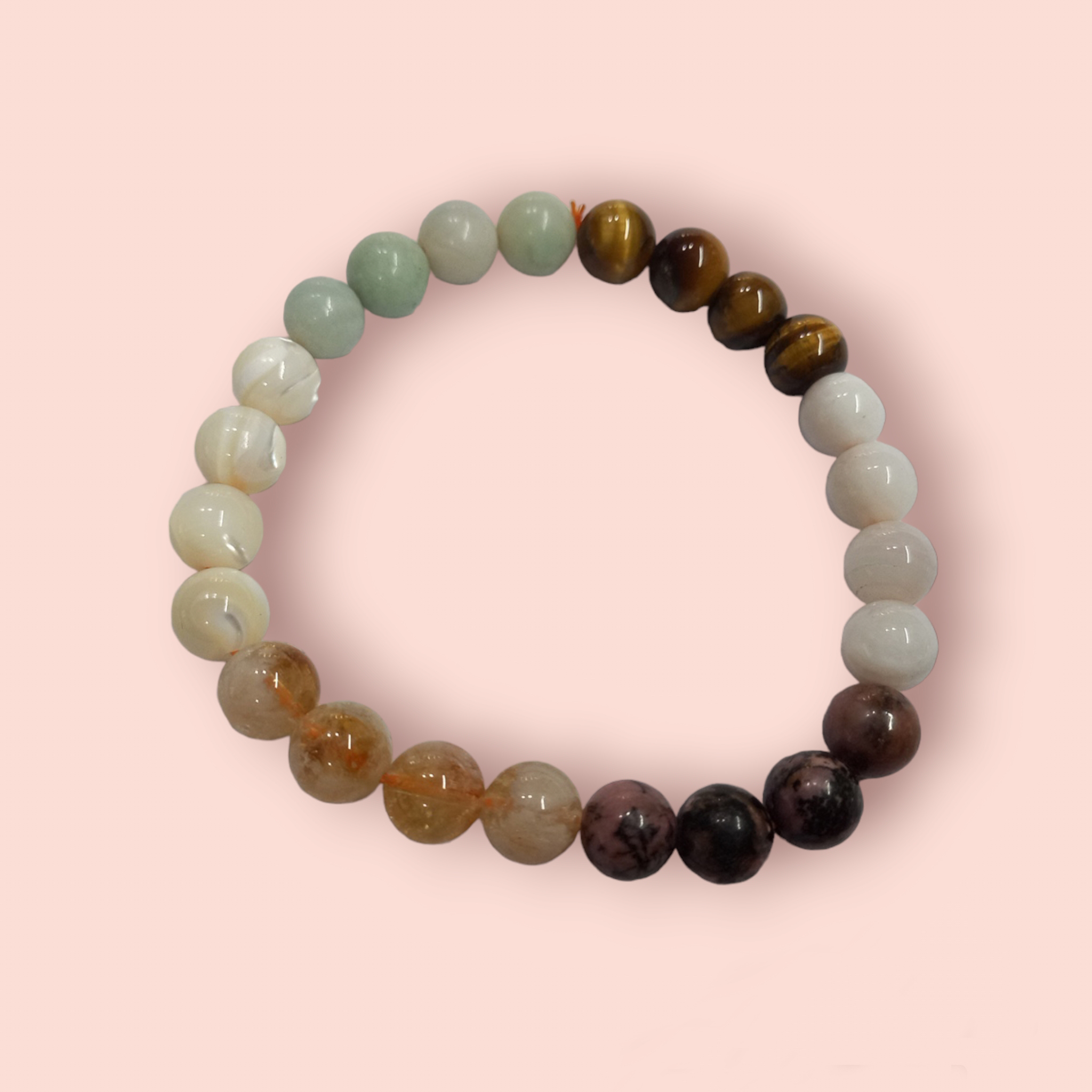 04 Rocksmins Bracelet for Cancer (Kark) Zodiac Sign Natural Original Crystal Real Stone for Men Women Boy Girl Unisex 8mm Beads Stretchable