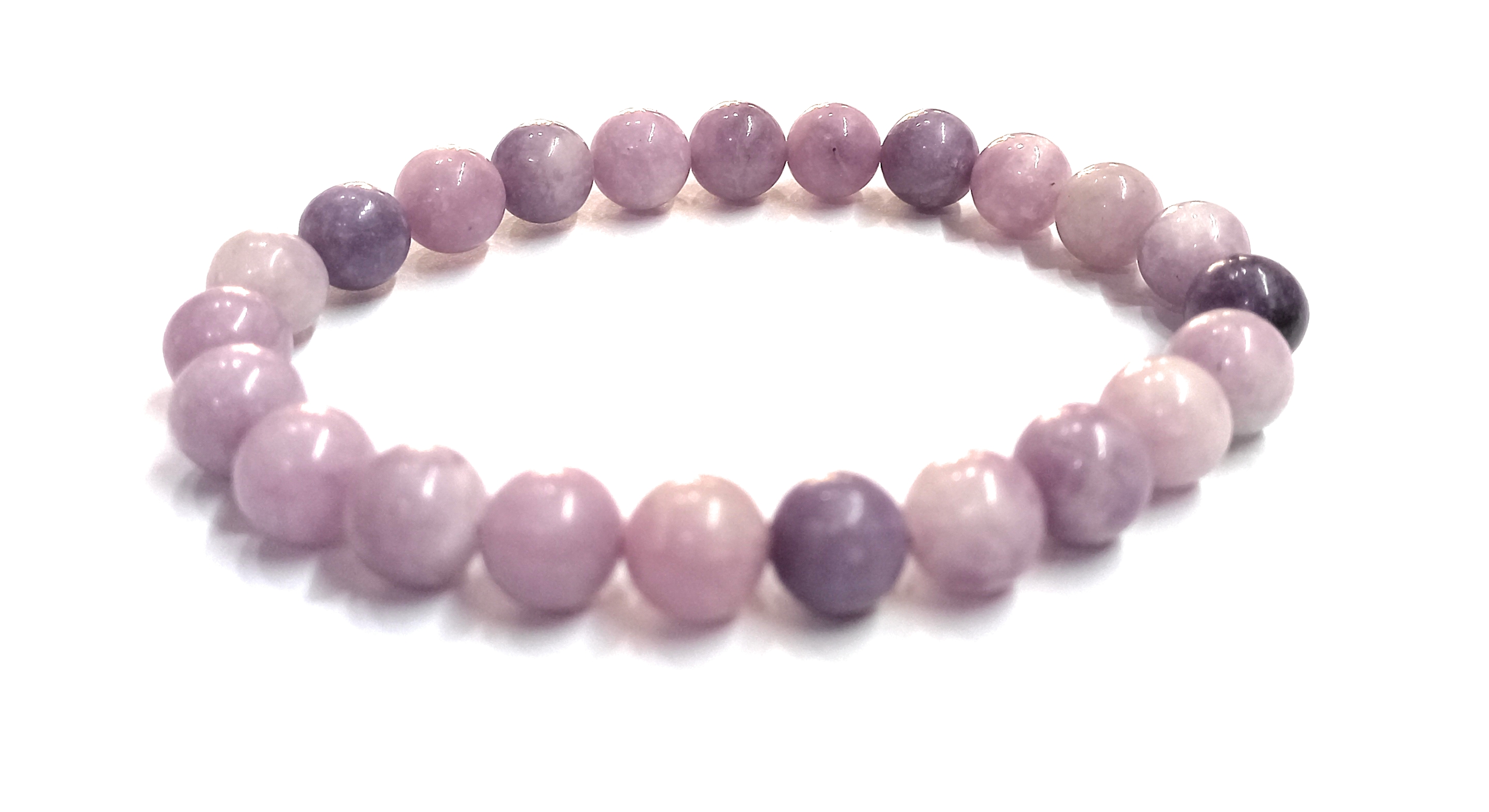 Lepidolite Bracelet Natural Original Crystal Certified Real Stone Stylish for Men Women Boy Girl Unisex 8mm Beads Stretchable Brand : Rocksmins